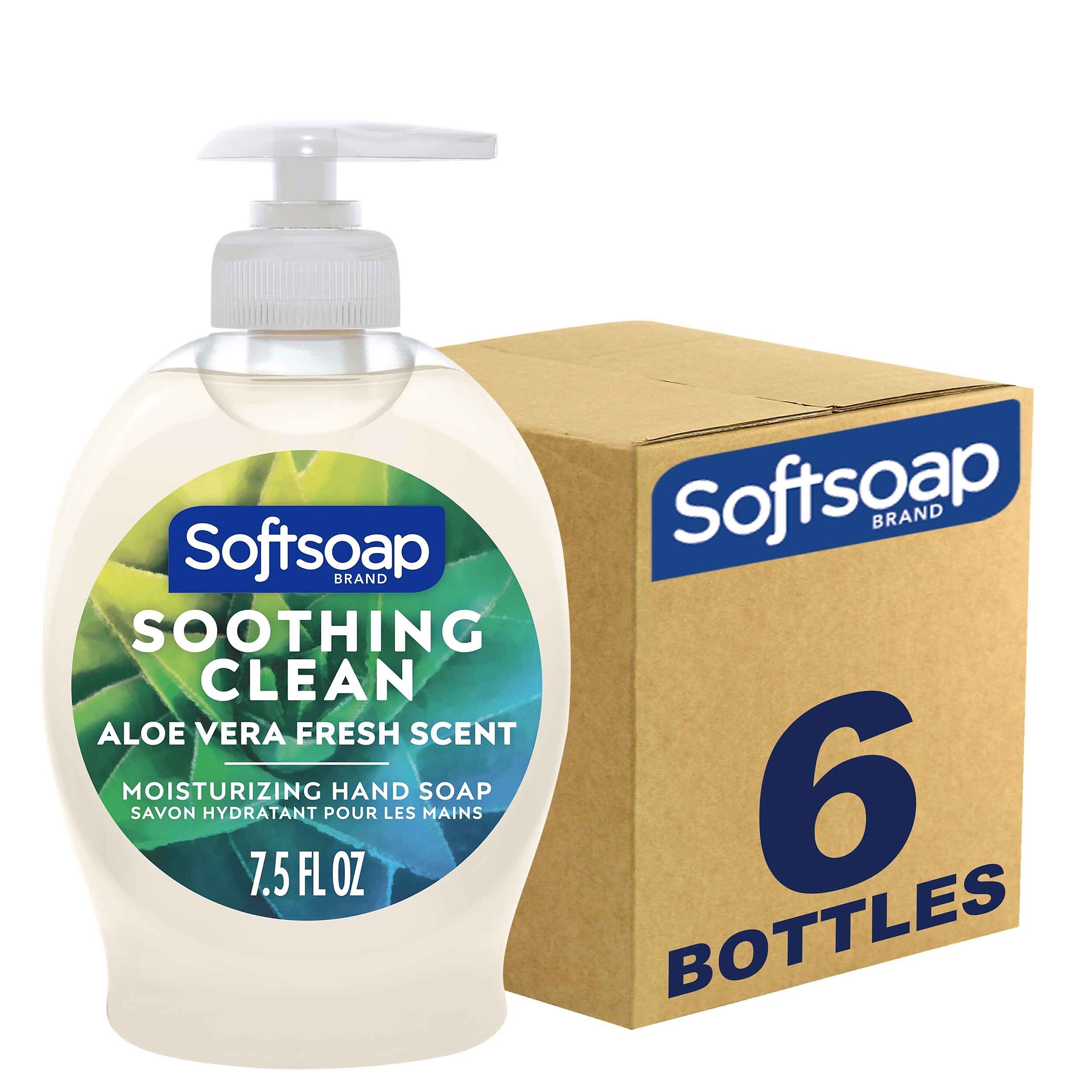 Softsoap Soothing Clean Liquid Hand Soap, Aloe Vera Scent, 7.5 oz., 6/Carton