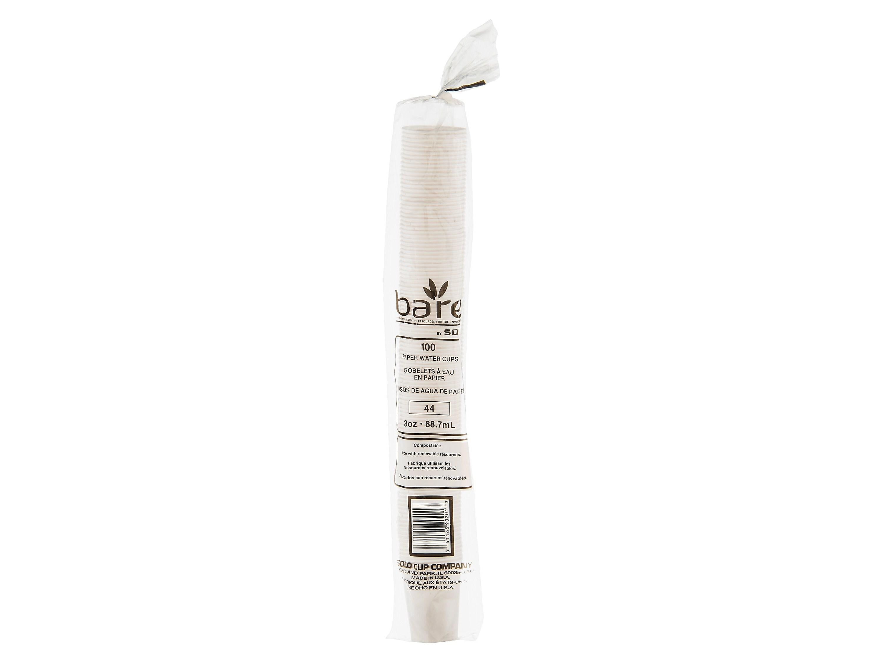 Solo Bare Eco-Forward Cold Cups, 3 Oz., White, 100/Pack