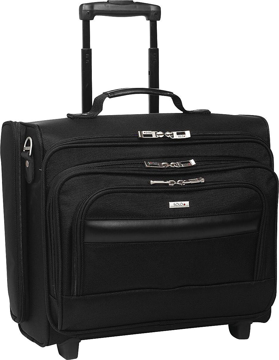 Solo New York Midtown Collection Columbus Laptop Rolling Briefcase, Black Polyester