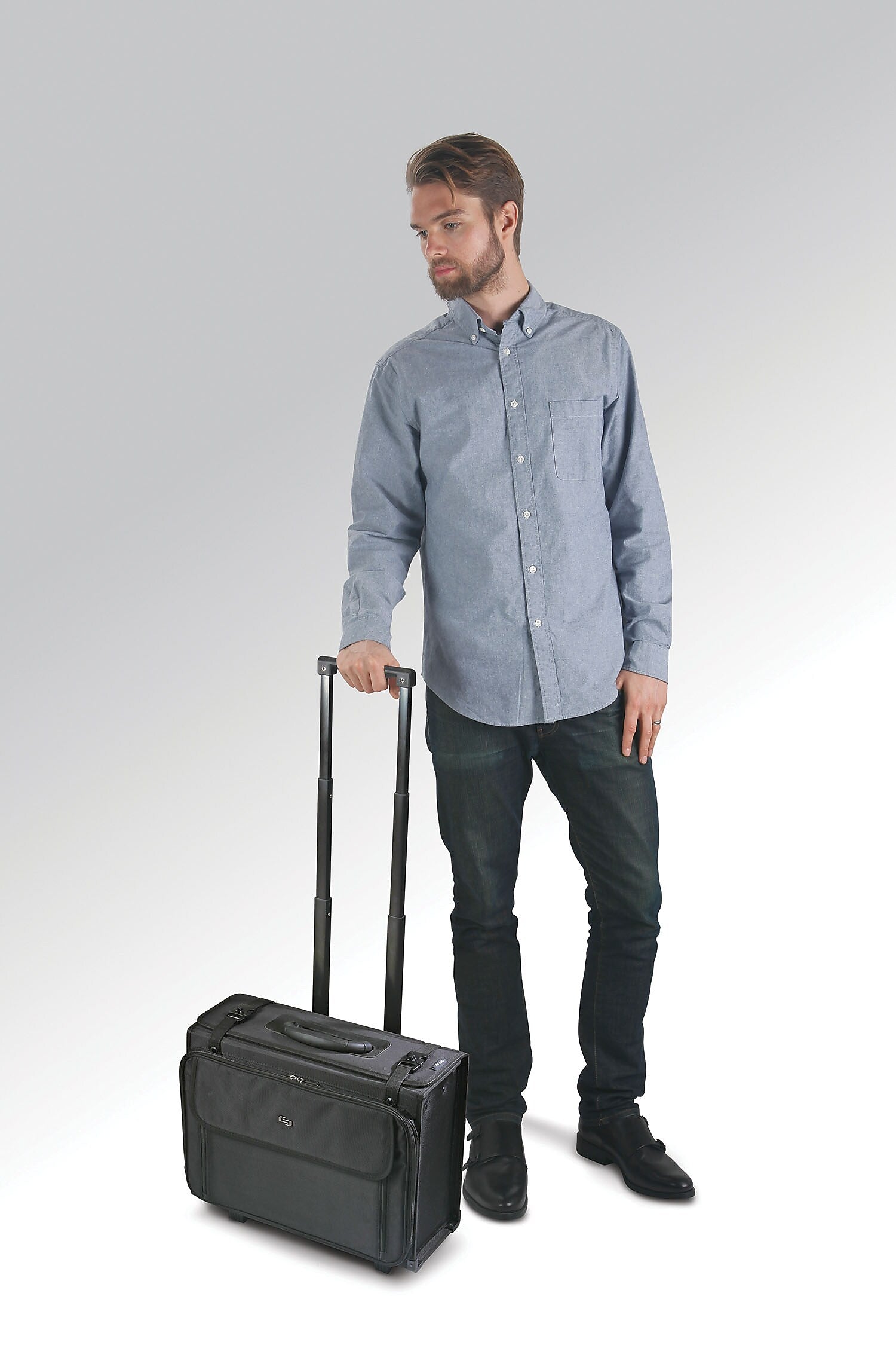 Solo New York Midtown Collection Morgan Laptop Rolling Briefcase, Black Polyester
