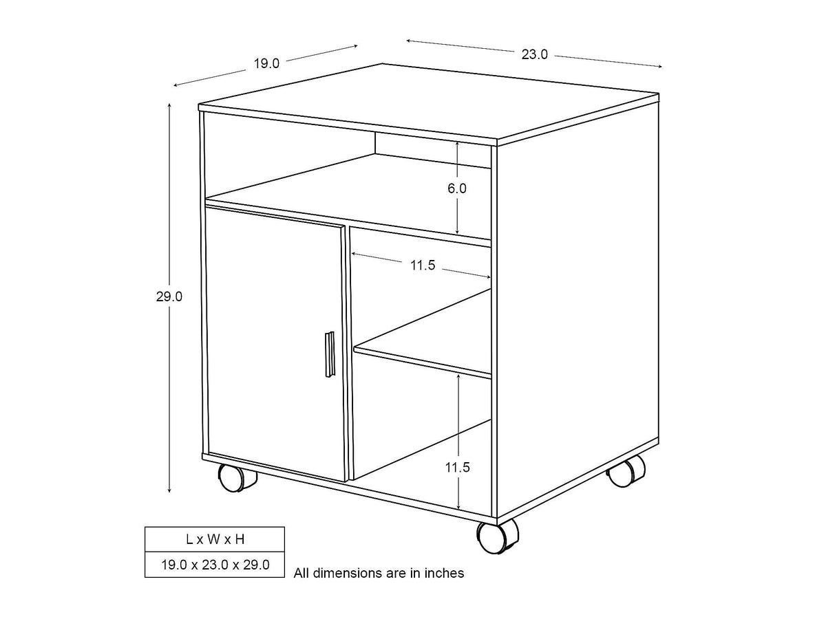 South Shore Axess Printer Cart, Royal Cherry