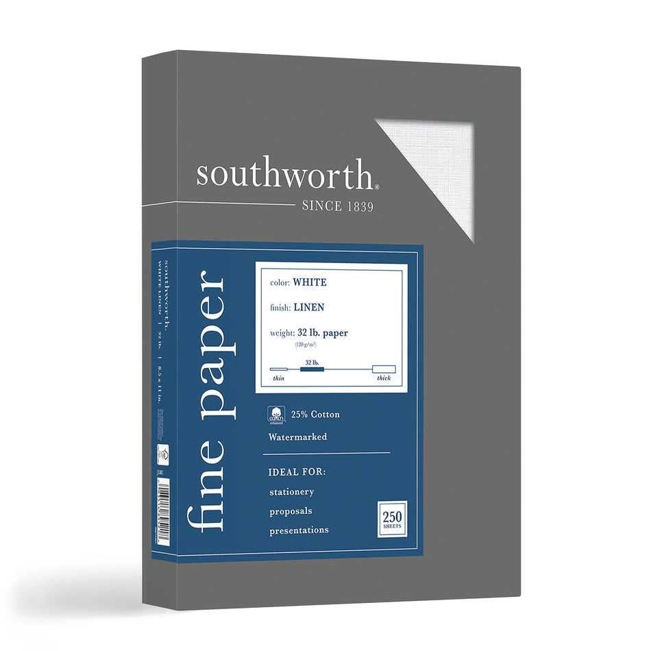 Southworth 8.5" x 11" Business Paper, 32 Lbs., Linen, 250/Box