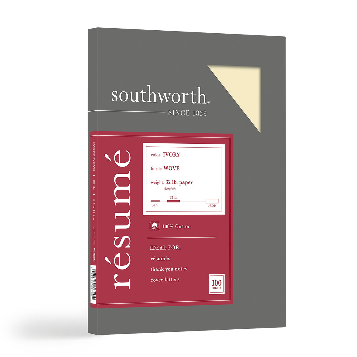 Southworth 8.5" x 11" Resume Paper, 32 Lbs., Wove, 100/Pack