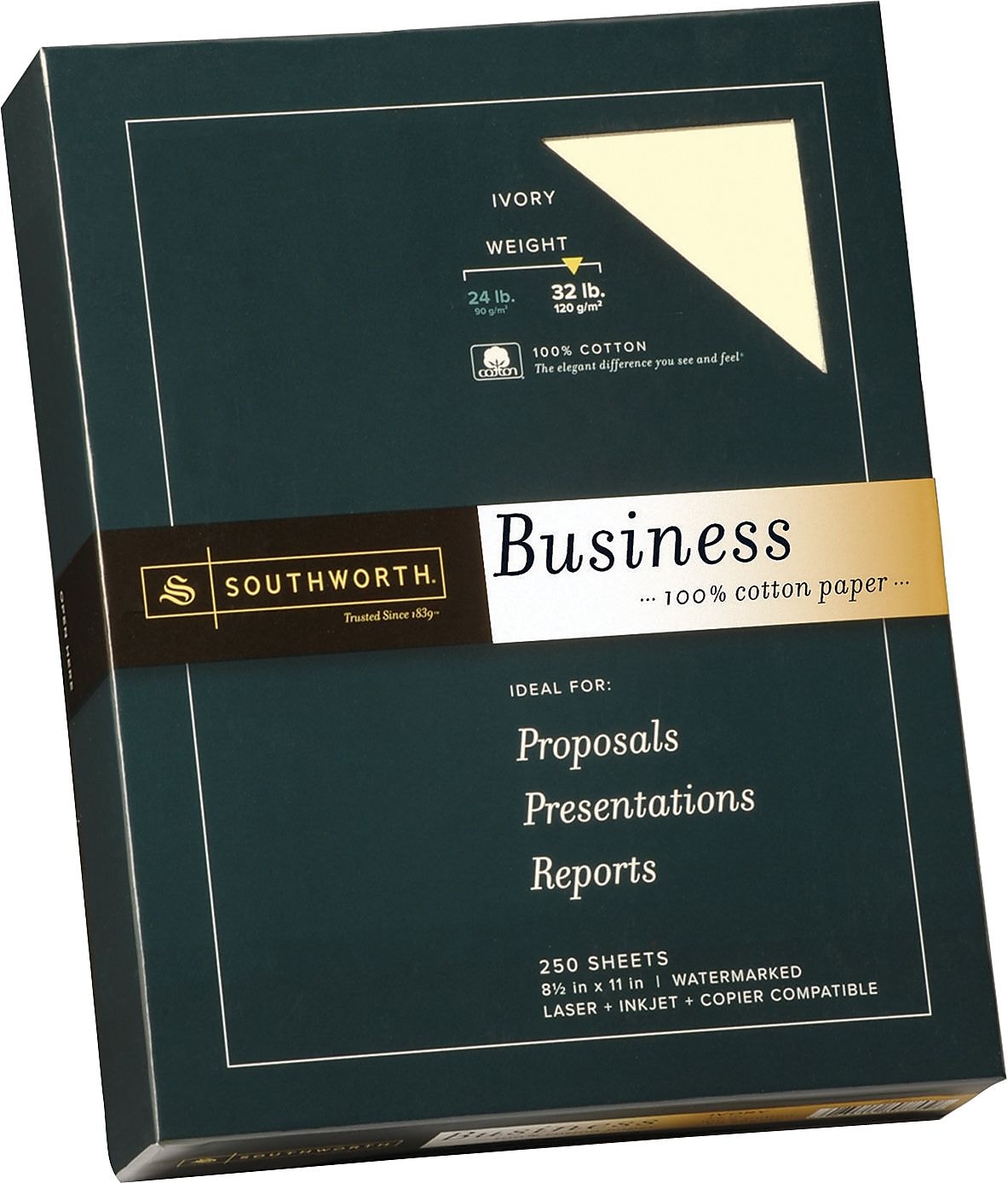 Southworth 8.5"W x 11"L Business Paper, 32 lbs, Wove Finish, 250/Box