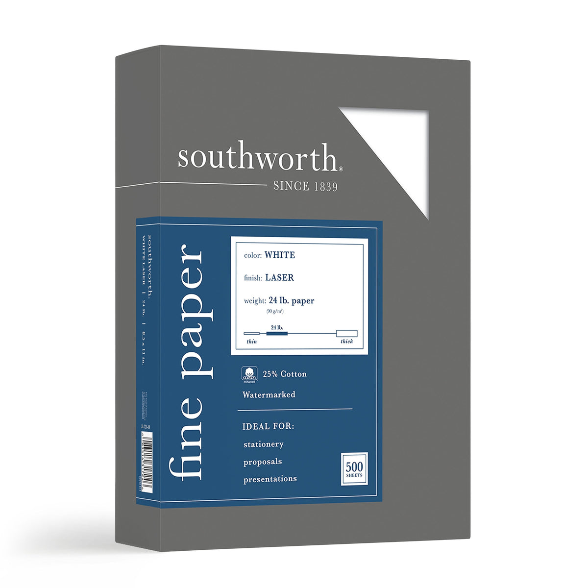 Southworth 8.5"W x 11"L Laser Paper, 24 lbs., 95 Brightness, 500/Box