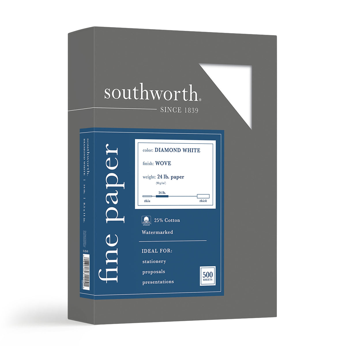 Southworth Diamond White 8.5" x 11" Business Paper, 24 Lbs., Wove, 500/Box