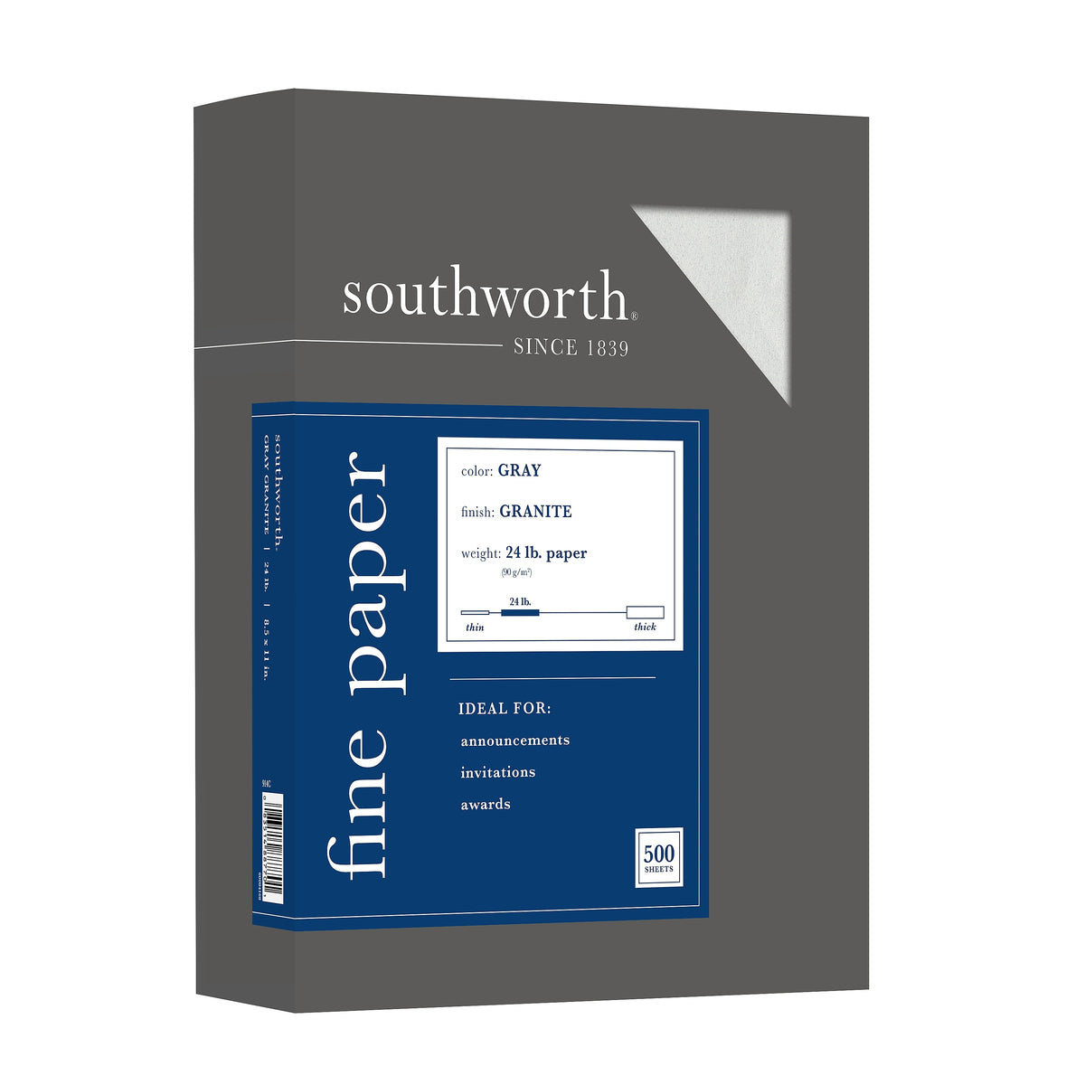 Southworth Granite 8.5" x 11" Specialty Paper, 24 Lbs., Smooth, 500/Box