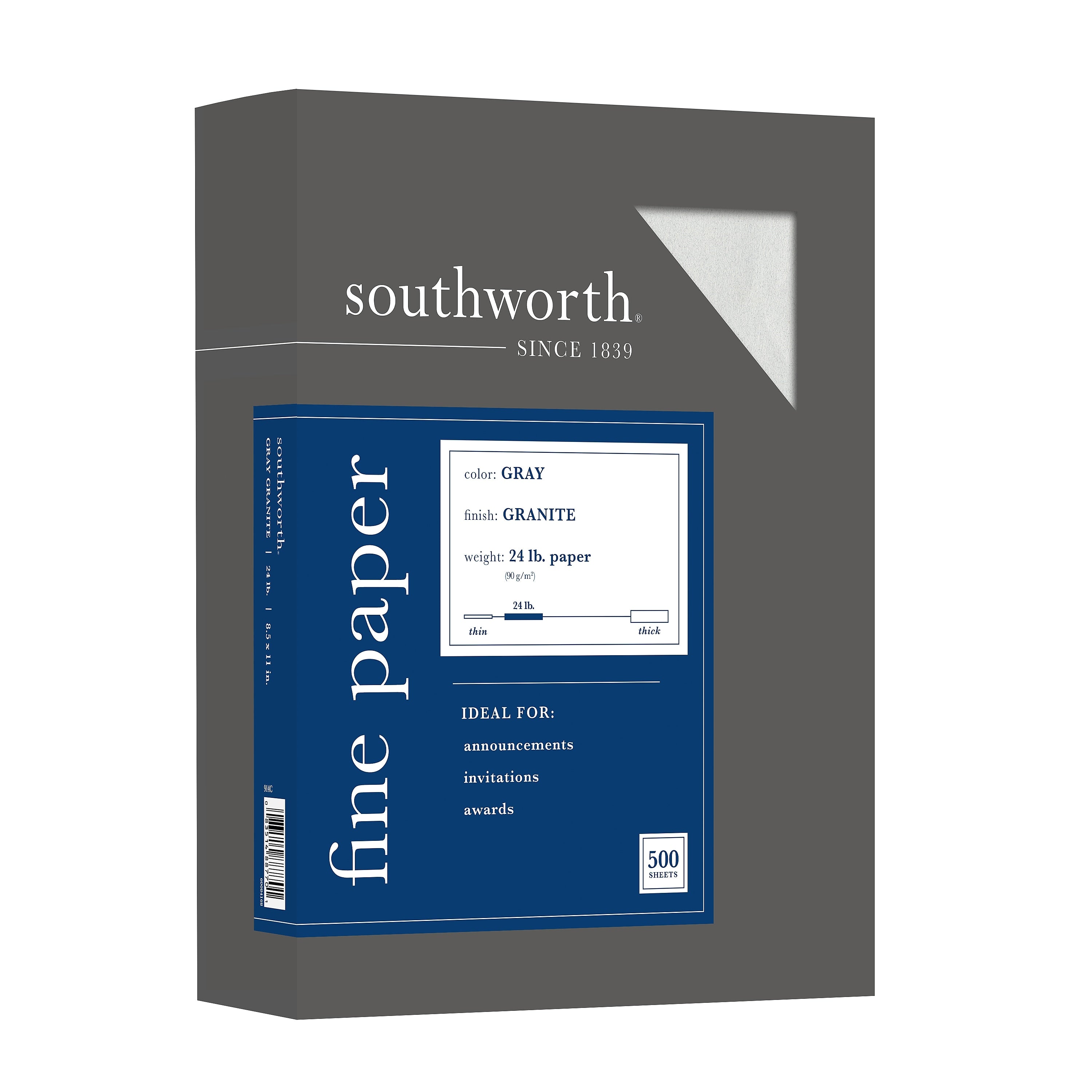 Southworth Granite 8.5" x 11" Specialty Paper, 24 Lbs., Smooth, 500/Box