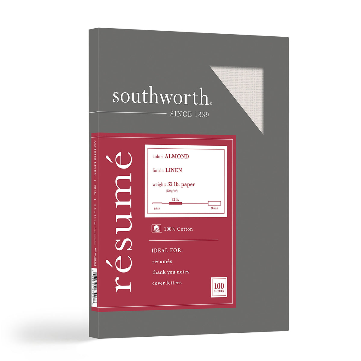 Southworth Linen Resume 8.5" x 11" Multipurpose Paper, 32 Lbs., 100 Brightness