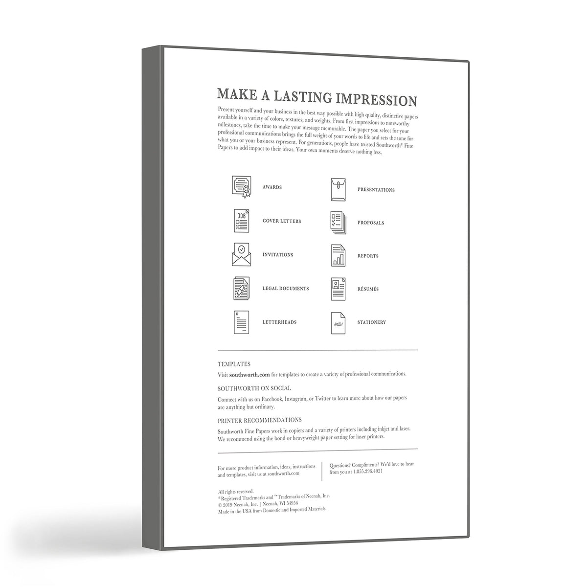 Southworth Linen Resume 8.5" x 11" Multipurpose Paper, 32 Lbs., 100 Brightness