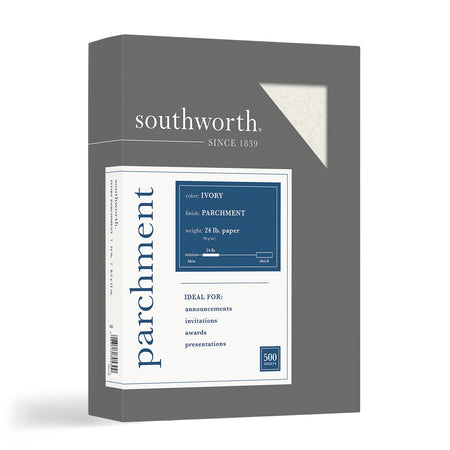 Southworth Parchment Paper, 8.5" x 11", 24 lb., Ivory, 500 Sheets/Box