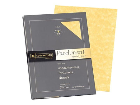 Southworth Parchment Specialty 8.5" x 11" Multipurpose Paper, 24 lbs., Gold, 100/Box