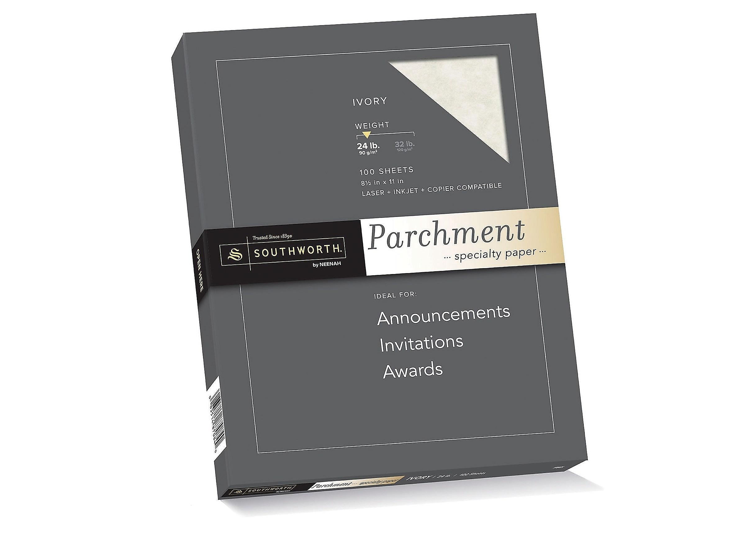 Southworth Parchment Specialty Multipurpose Paper, 24 lbs., 8.5" x 11", Ivory, 100/Box