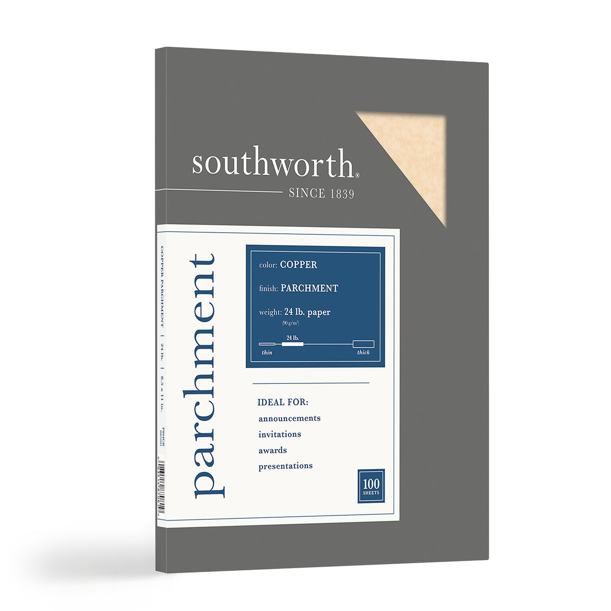 Southworth Parchments 8.5" x 11" Multipurpose Paper, 24 Lbs., 100 Brightness, 100/Box