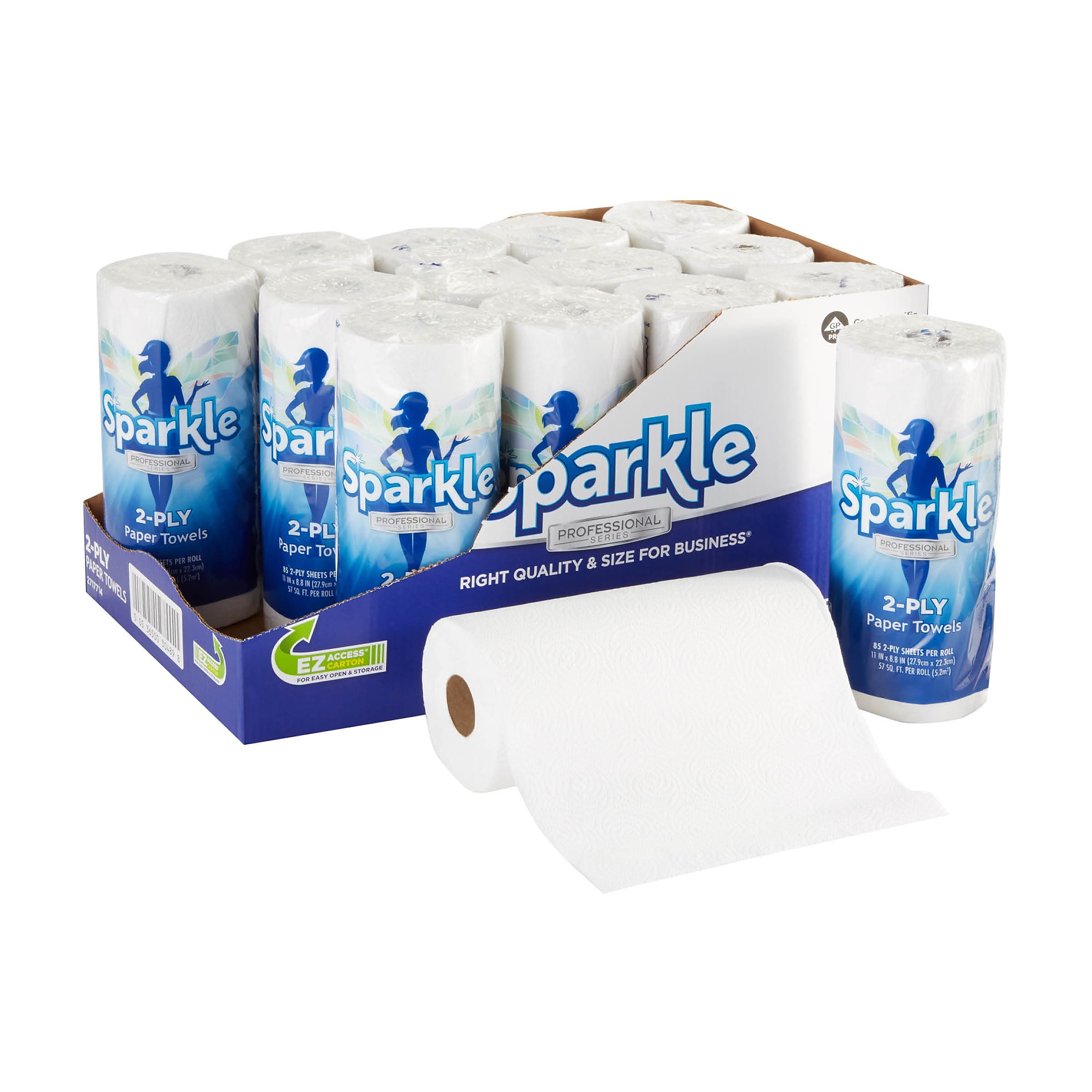 Sparkle Professional Paper Towels, 2-ply, 85 Sheets/Roll, 15 Rolls/Pack