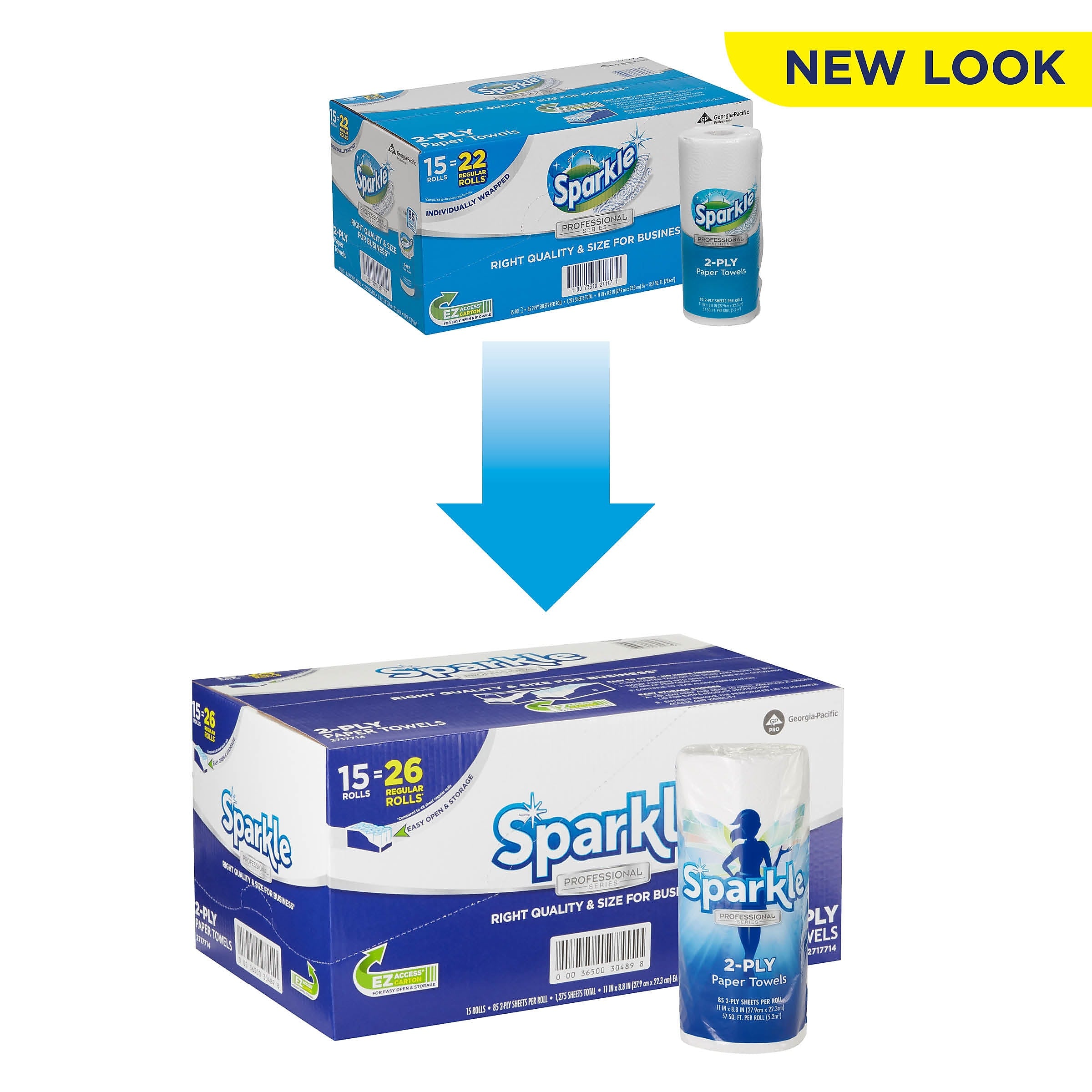 Sparkle Professional Paper Towels, 2-ply, 85 Sheets/Roll, 15 Rolls/Pack