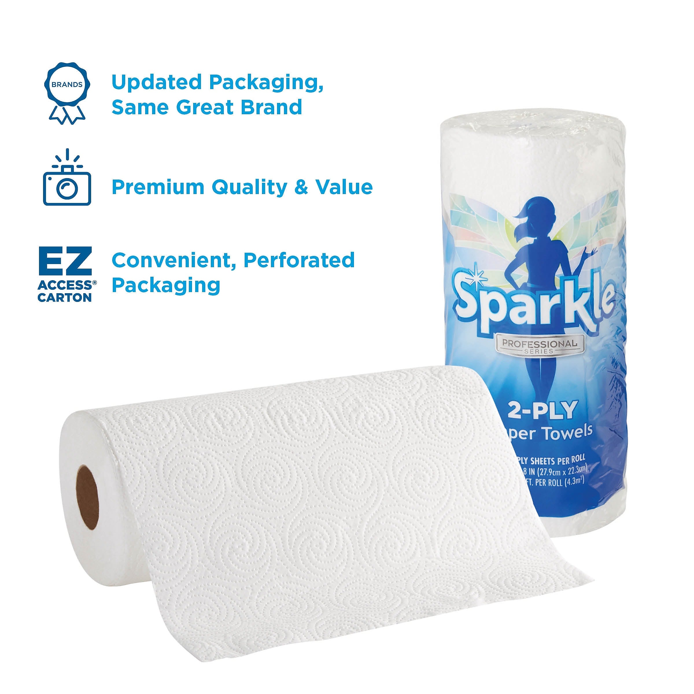 Sparkle Professional Paper Towels, 2-ply, 85 Sheets/Roll, 15 Rolls/Pack