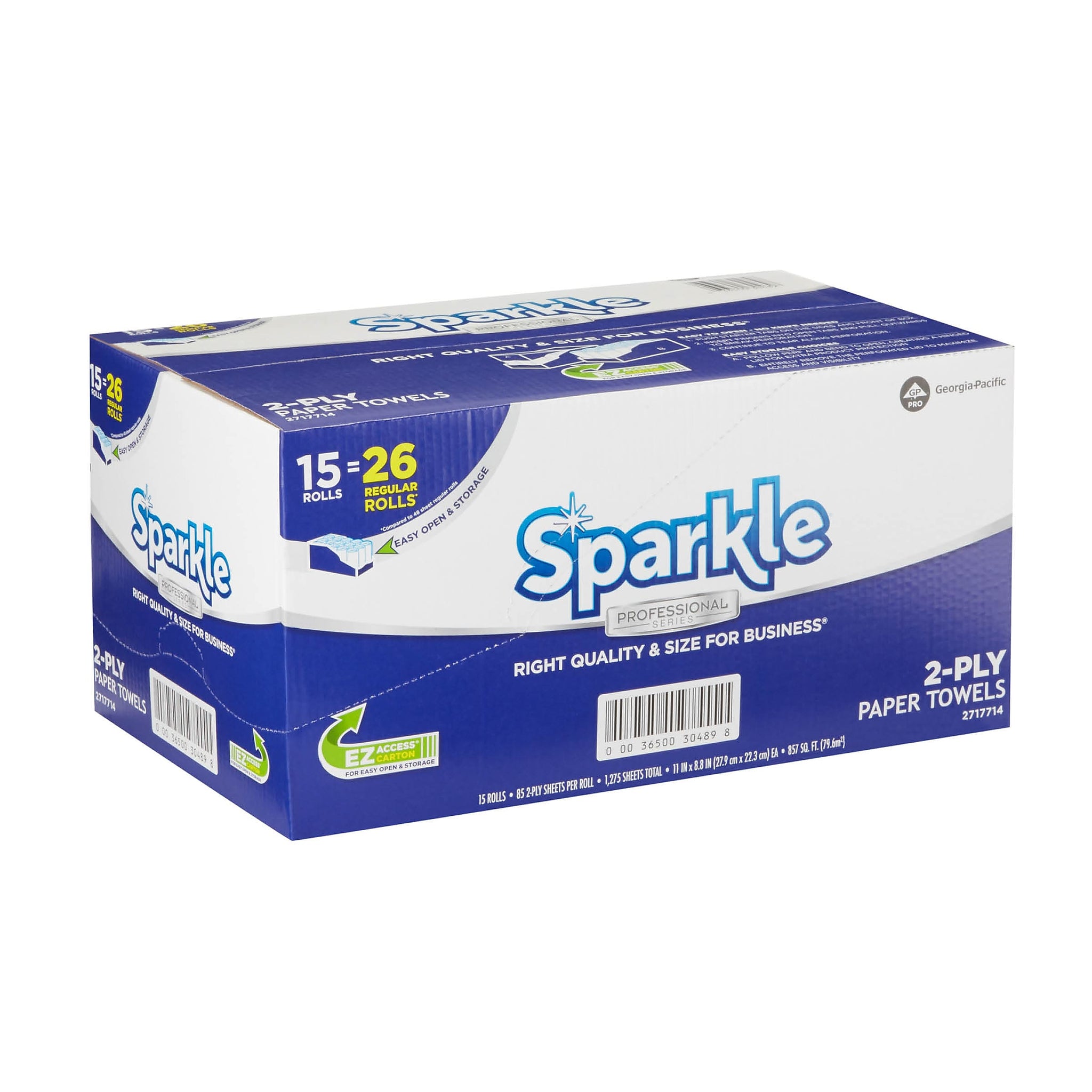 Sparkle Professional Paper Towels, 2-ply, 85 Sheets/Roll, 15 Rolls/Pack