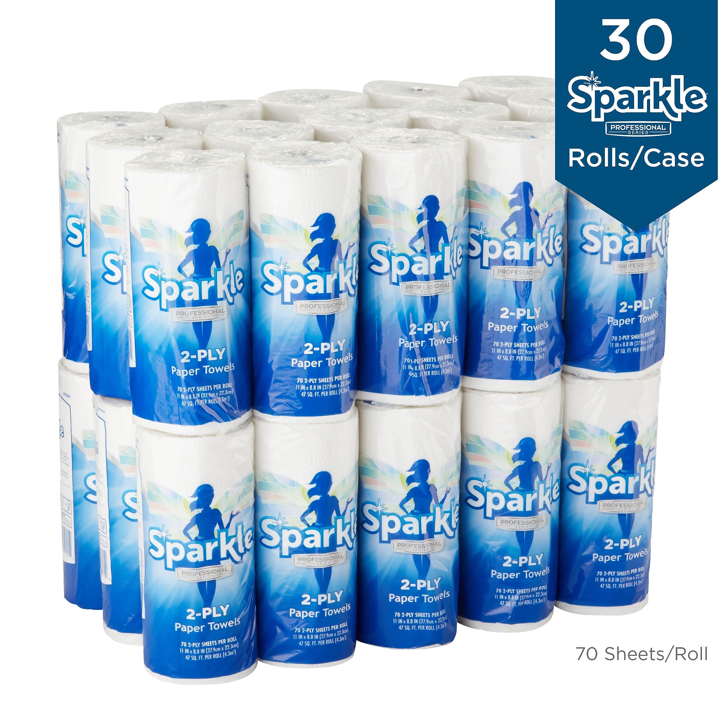 Sparkle Professional Series Paper Towels, 2-ply, 70 Sheets/Roll, 30 Rolls/Pack