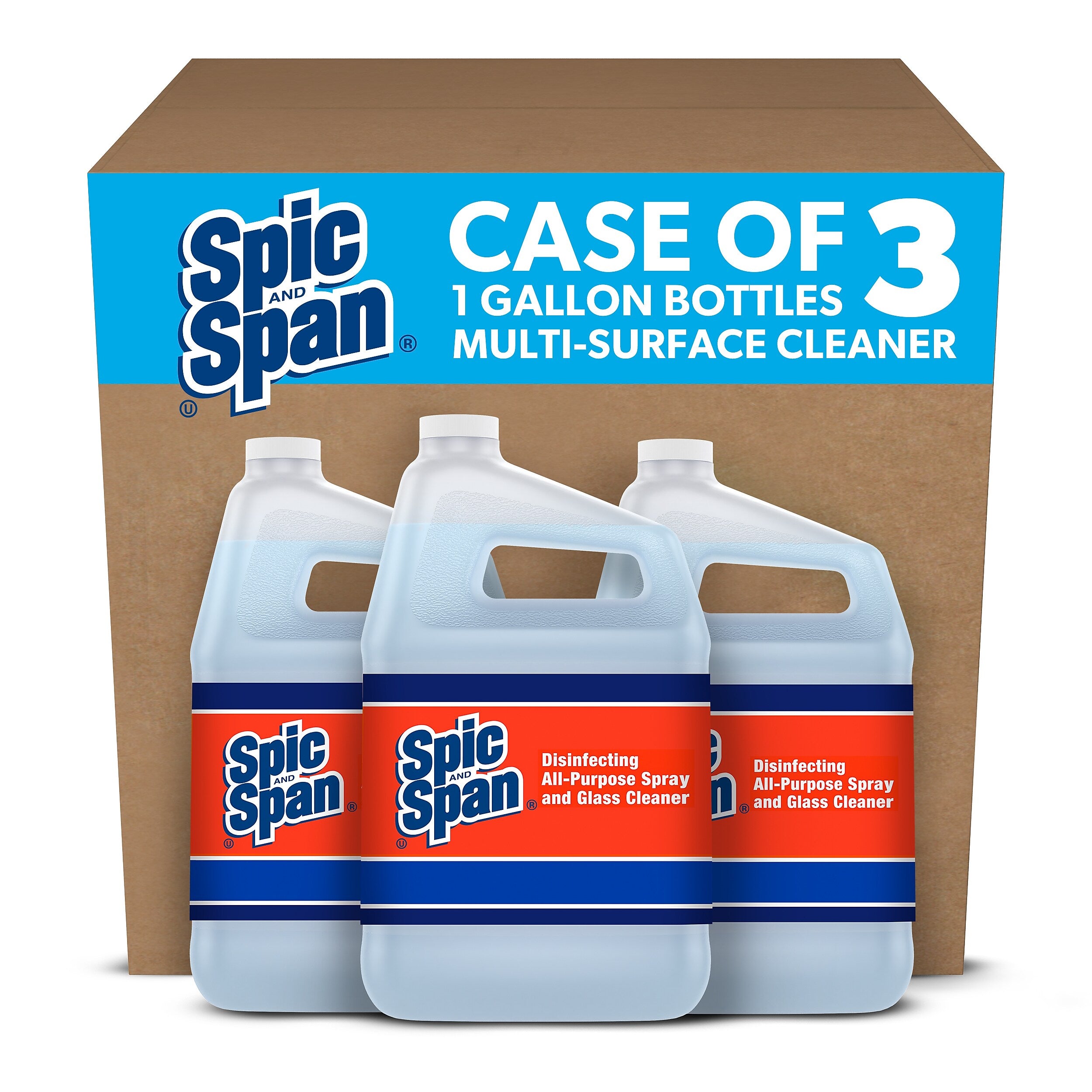Spic and Span Professional Bulk 3-in-1 Disinfecting Multi Purpose Surface and Glass Cleaner, Fresh Scent, 3/Carton