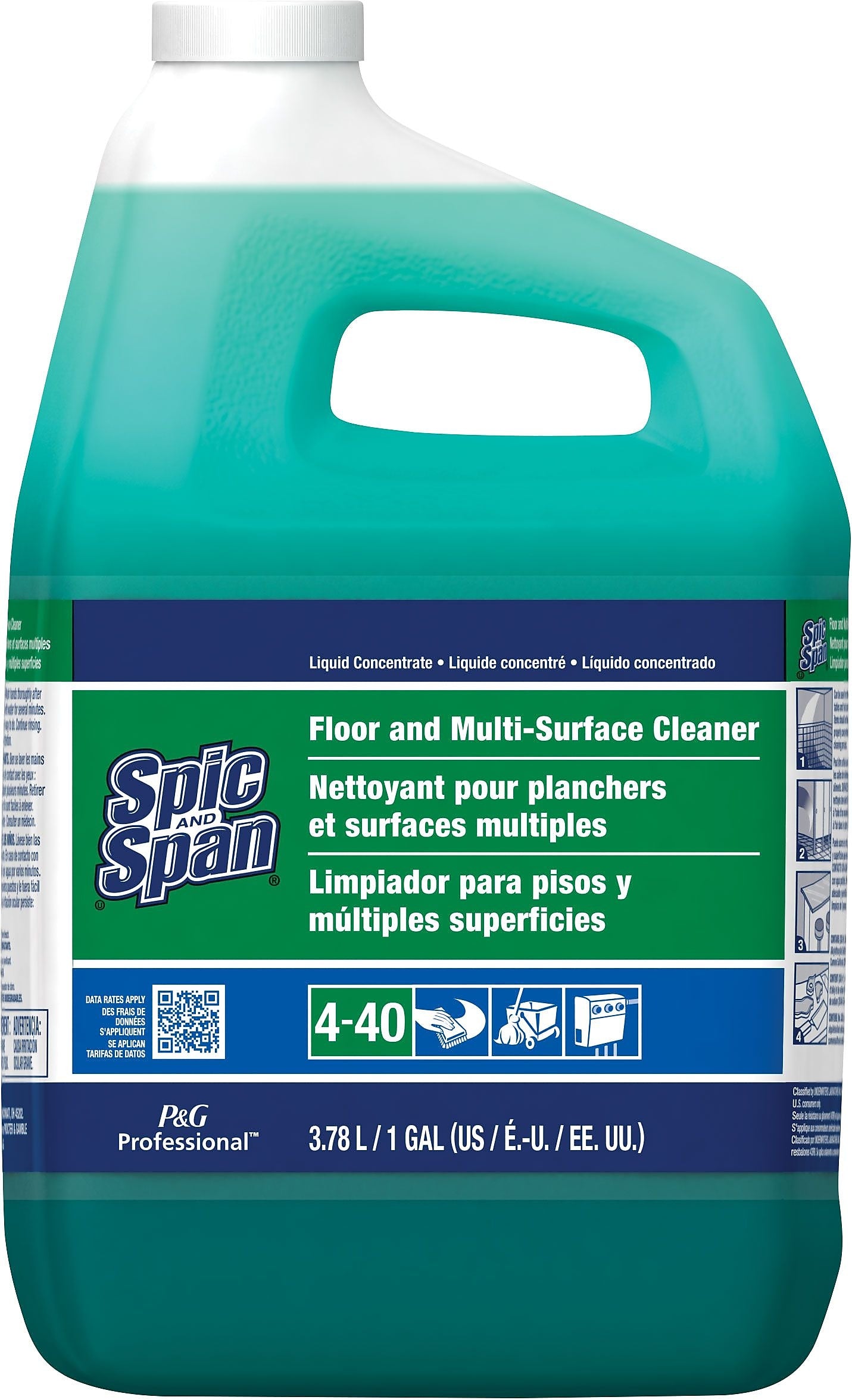 Spic & Span Floor & Multi-Surface Cleaner, Dilution Control, 1 Gallon, 3/Carton