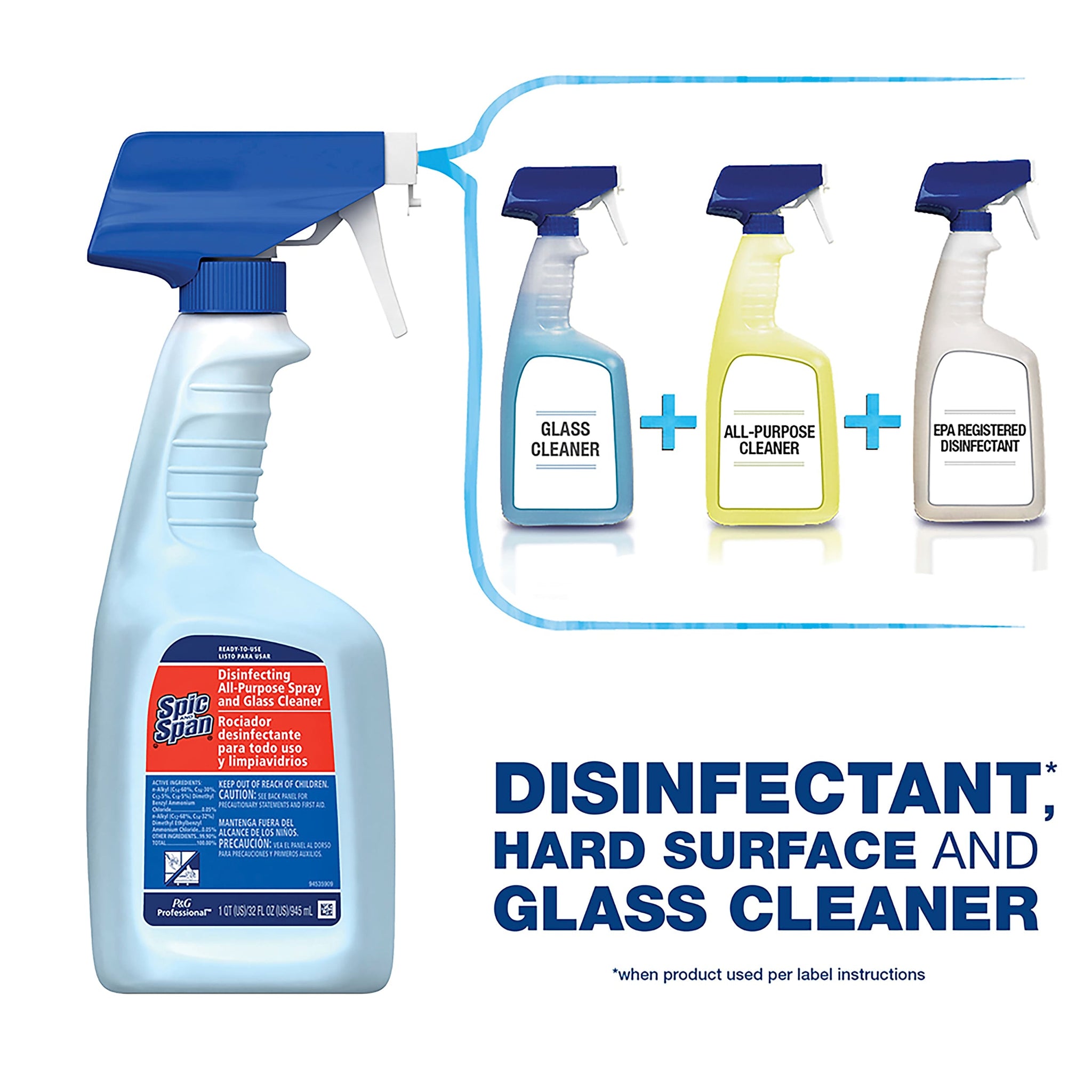 Spic & Span Professional Disinfectant All Purpose Spray & Glass Cleaner, 2 Gallons/Carton