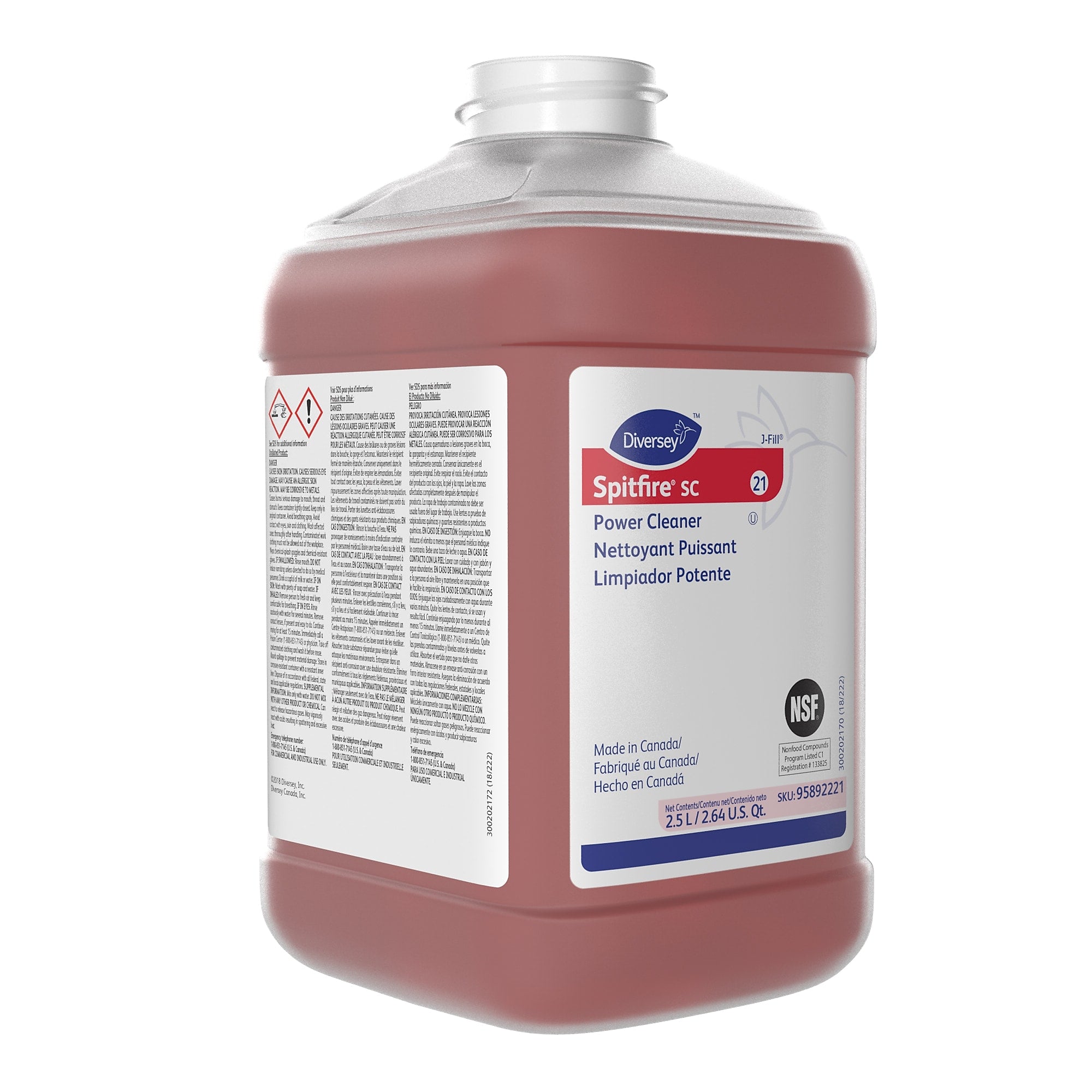 Spitfire SC Multipurpose Cleaner for Diversey J-Fill, Pine, 2.5 L / 2.64 U.S. Qt., 2/Carton