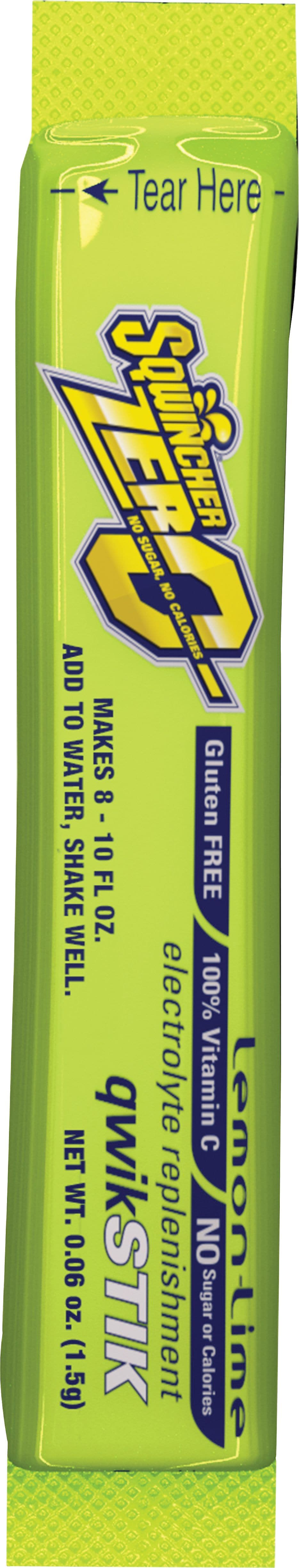 Sqwincher ZERO Qwik Stik Powder Concentrate Energy Drink, 0.6 oz. Stik, Lemon-Lime, 500/Carton