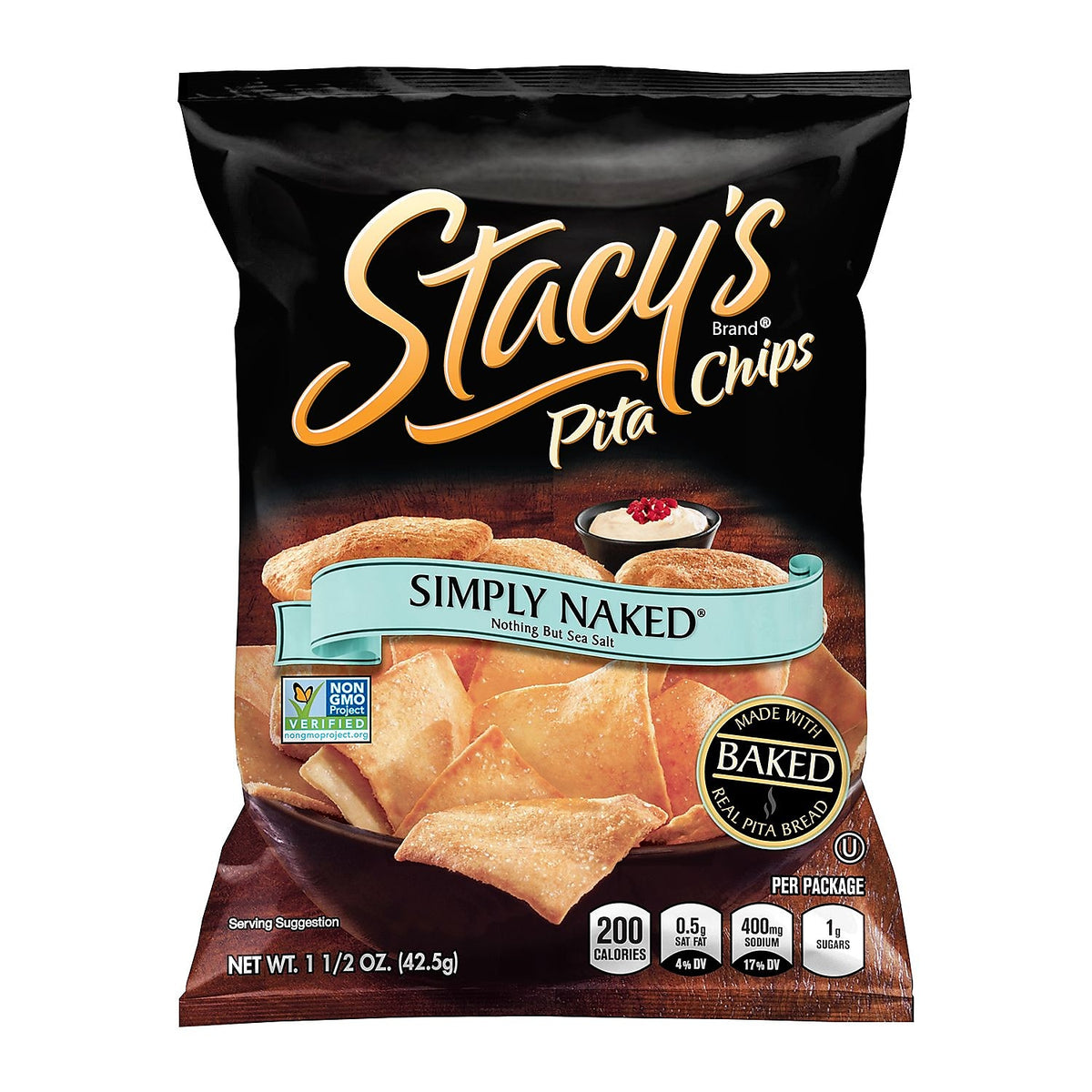 Stacy's Simply Naked Pita Chips, 1.5 oz., 24 Bags/Pack