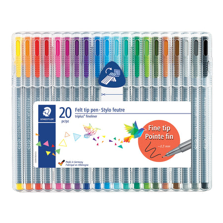 Staedtler triplus Felt Pens, Super Fine Point, Assorted Ink, 20/Pack