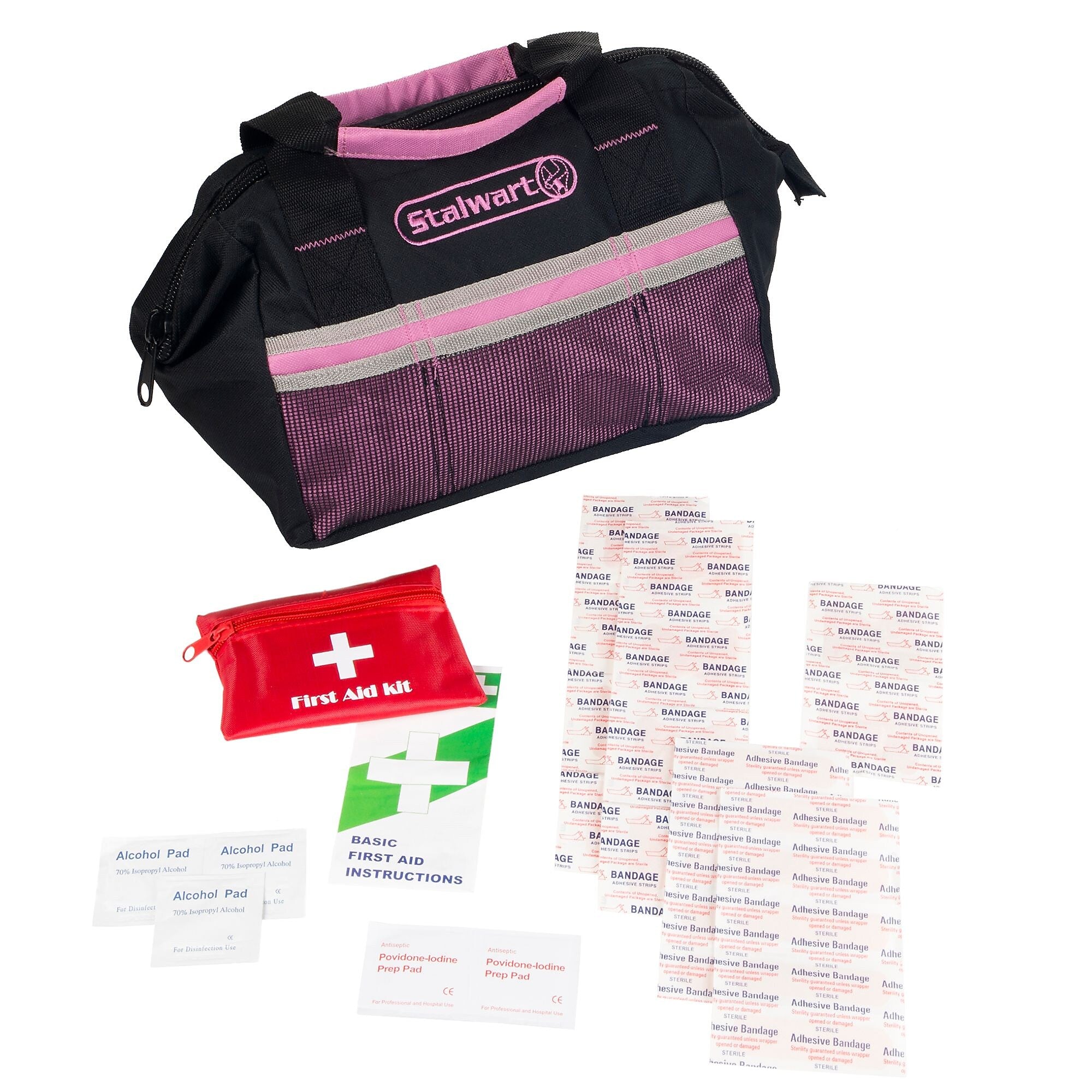 Stalwart 55 Pc Emergency Roadside Kit with Travel Bag - Pink