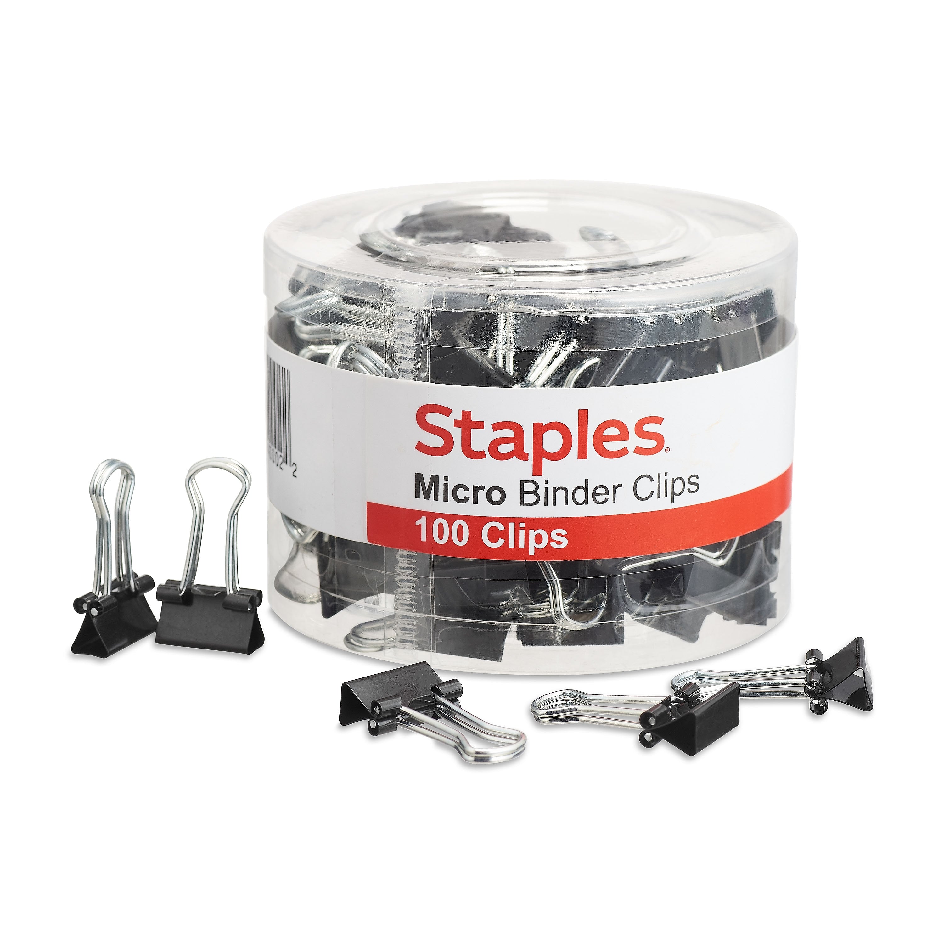 Staples 0.5"W Binder Clips, Micro, Black, 100/Pack