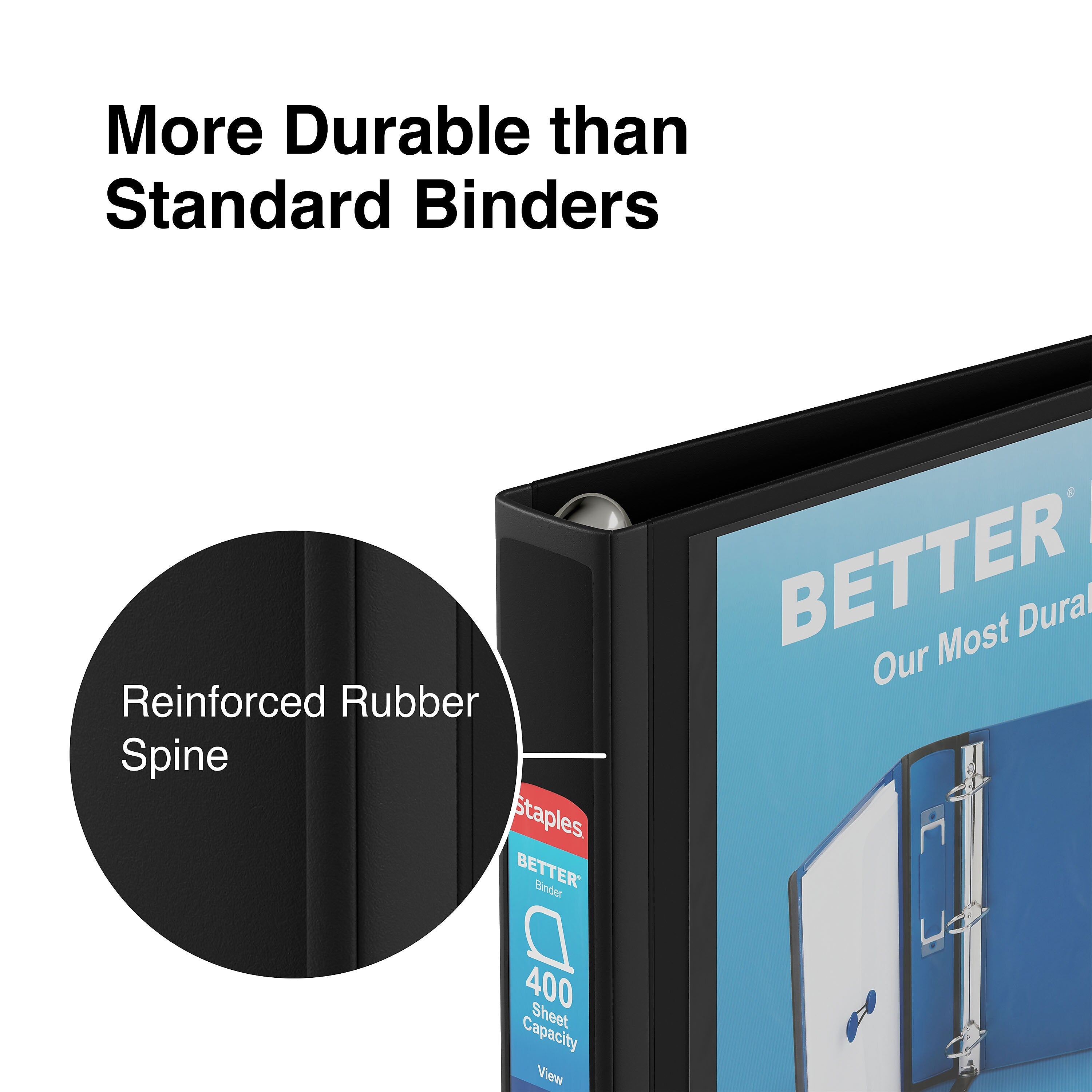 Staples 1 1/2" 3-Ring Better Binder, D-Ring, Black