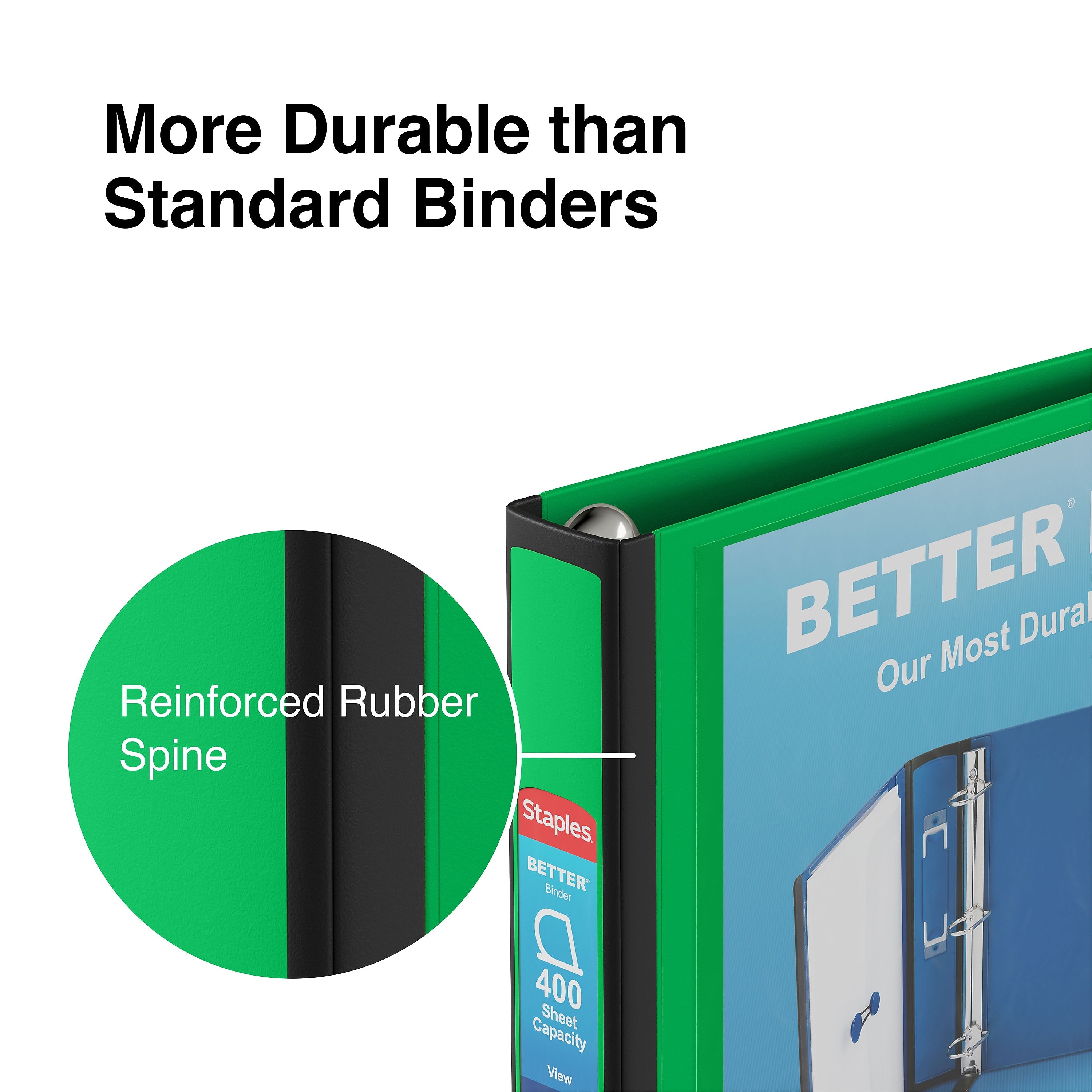 Staples 1 1/2" 3-Ring Better Binder, D-Ring, Green