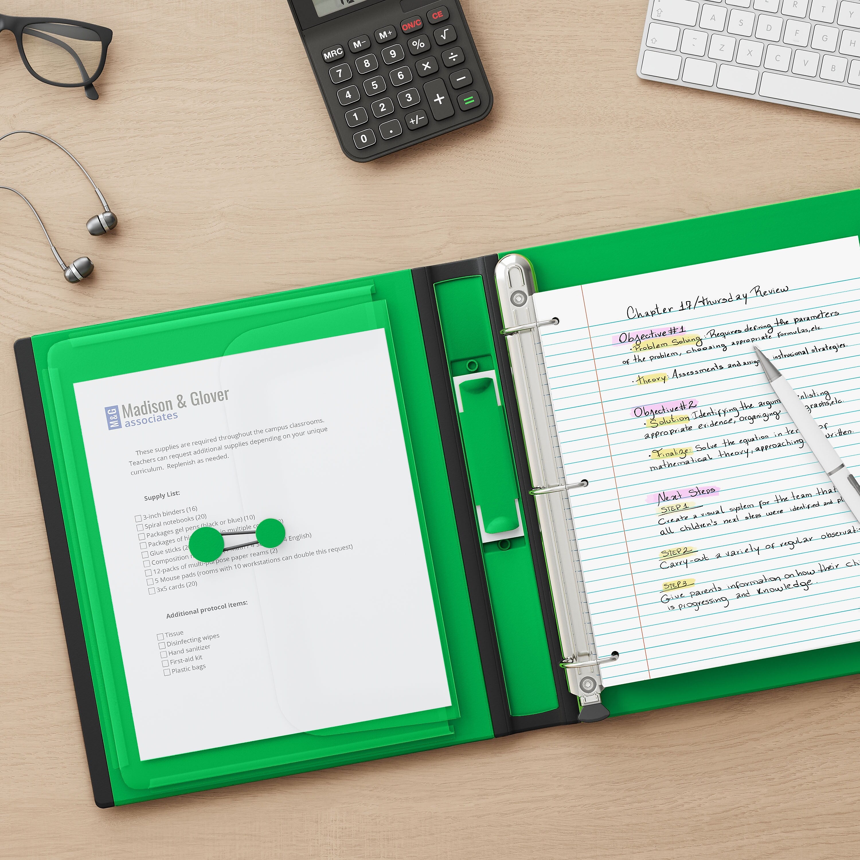 Staples 1 1/2" 3-Ring Better Binder, D-Ring, Green