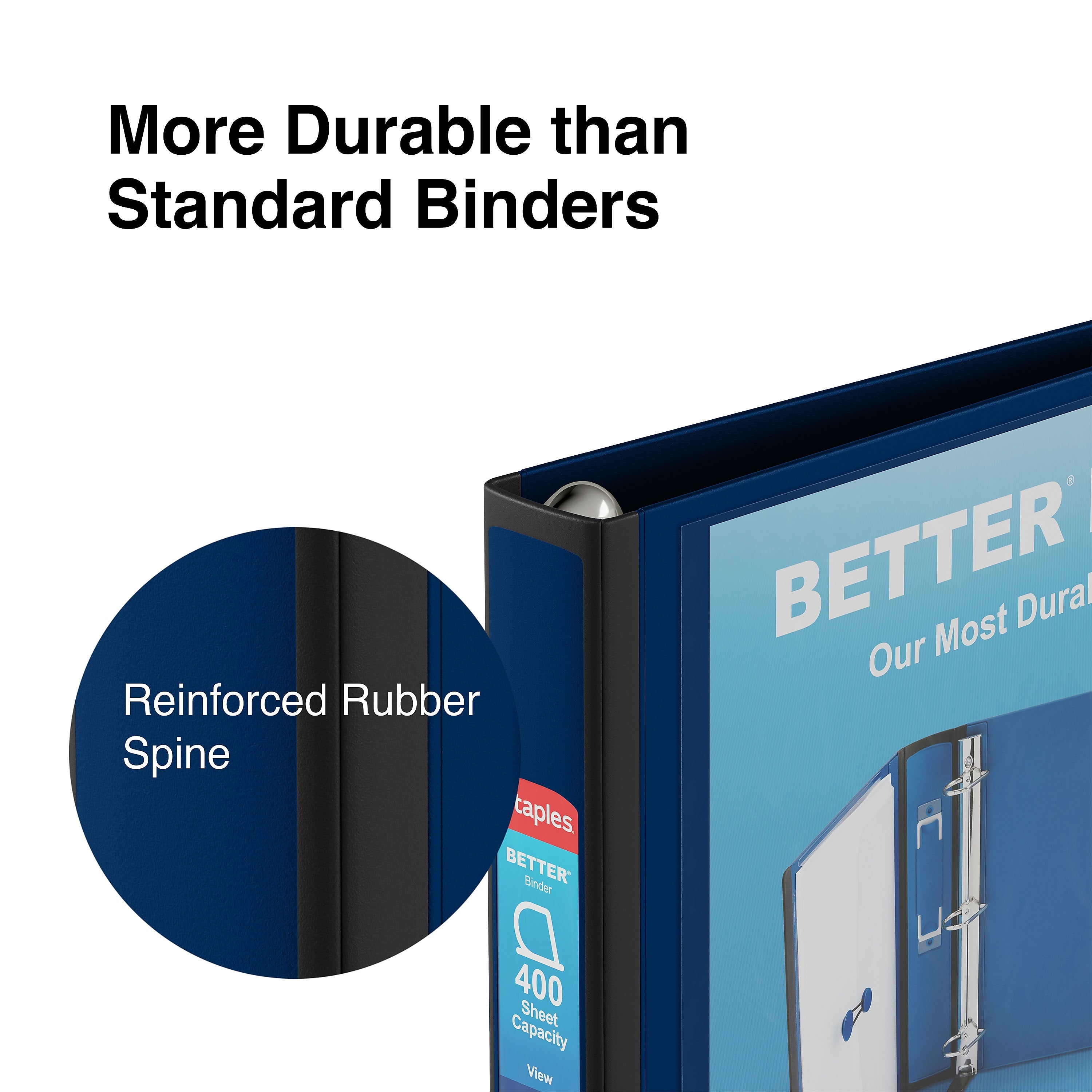 Staples 1 1/2" 3-Ring Better Binder, D-Ring, Navy Blue