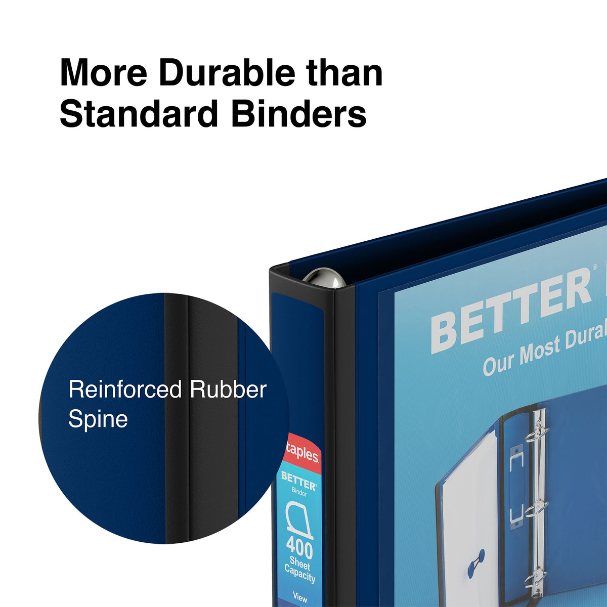 Staples 1 1/2" 3-Ring Better Binder, D-Ring, Navy Blue