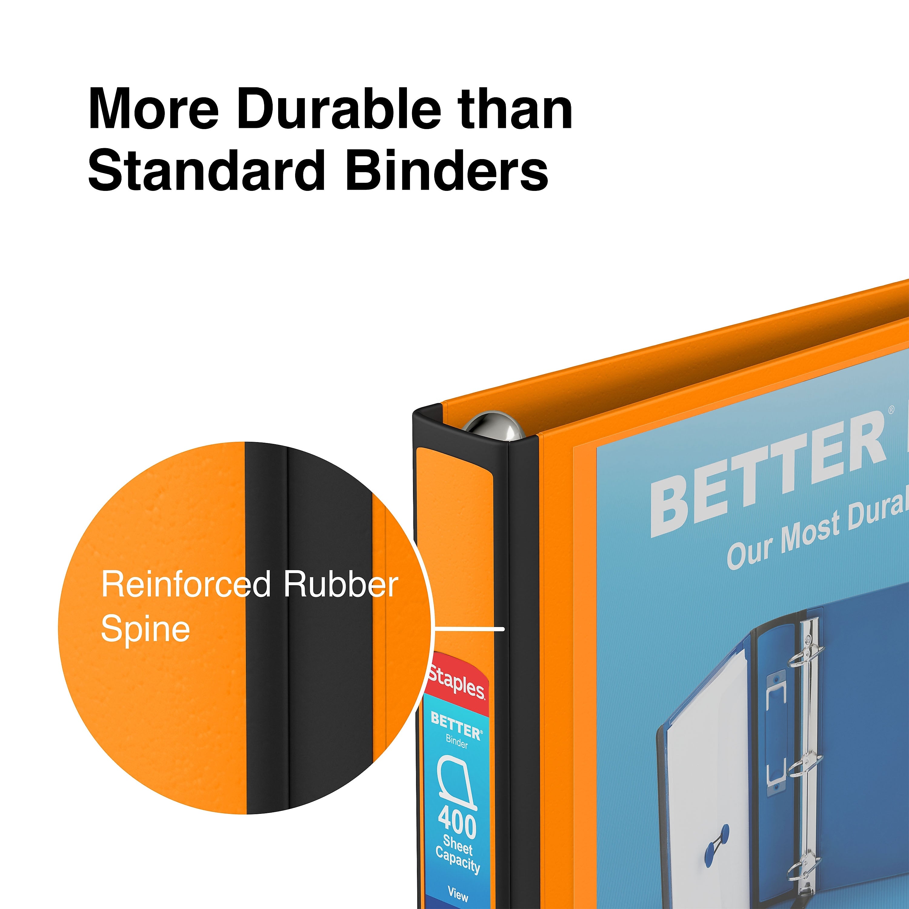 Staples 1 1/2" 3-Ring Better Binder, D-Ring, Orange