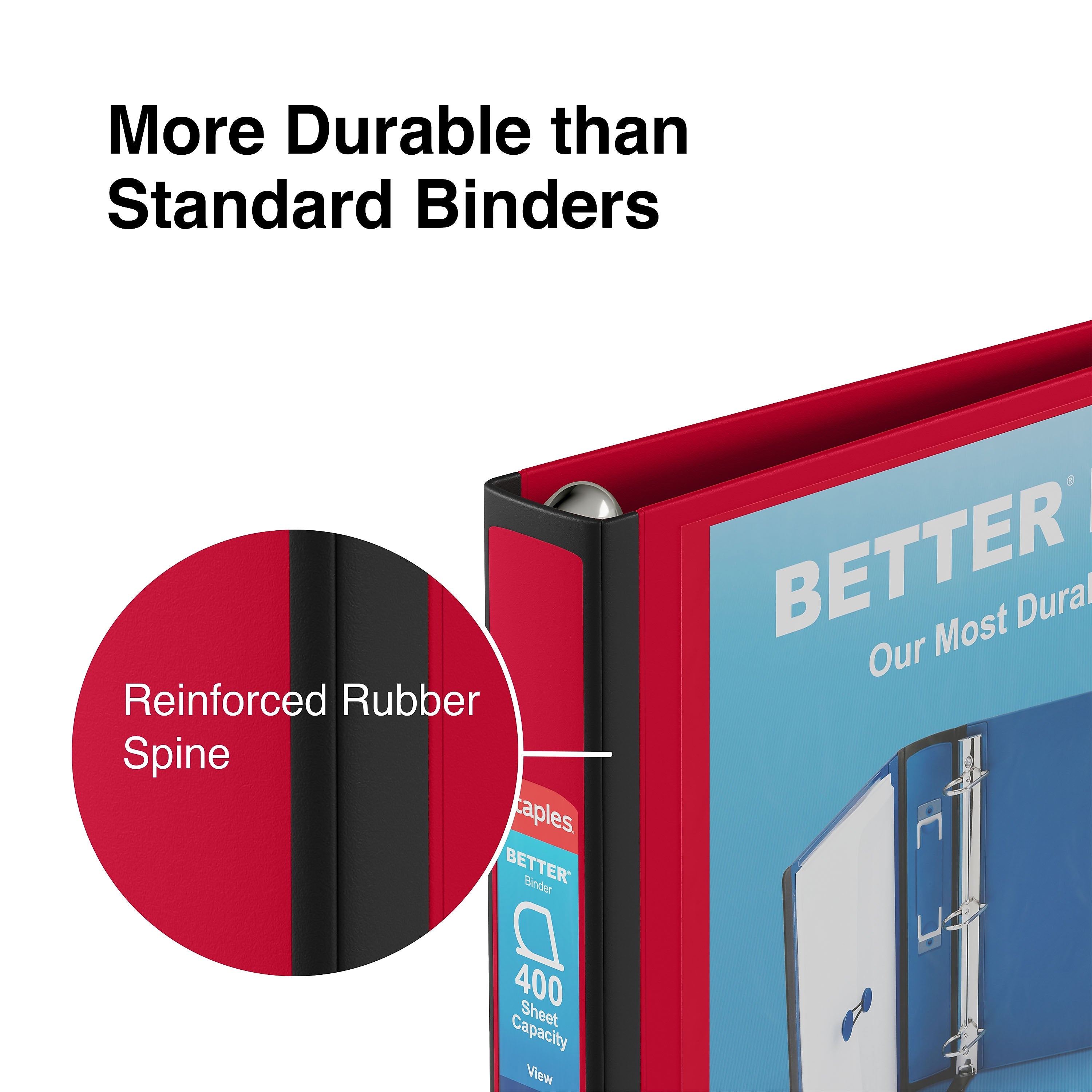 Staples 1 1/2" 3-Ring Better Binder, D-Ring, Red