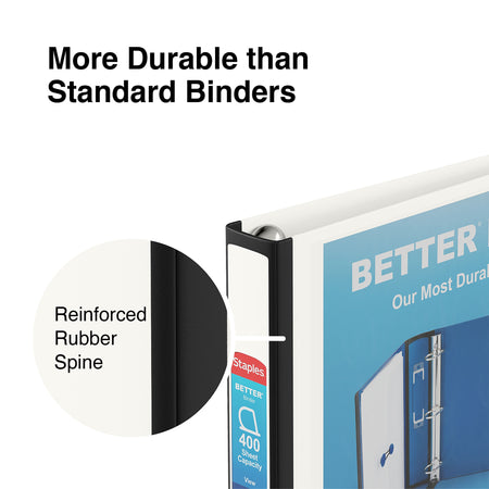 Staples 1 1/2" 3-Ring Better Binder, D-Ring, White