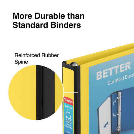 Staples 1 1/2" 3-Ring Better Binder, D-Ring, Yellow