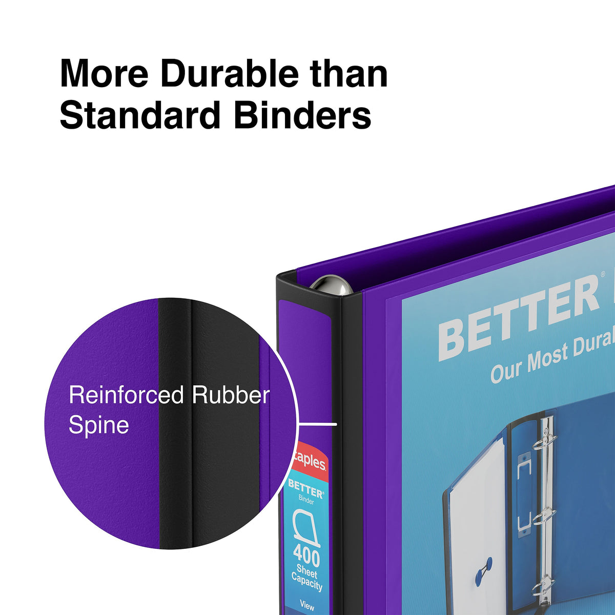 Staples 1 1/2" 3-Ring Better Binder, Purple