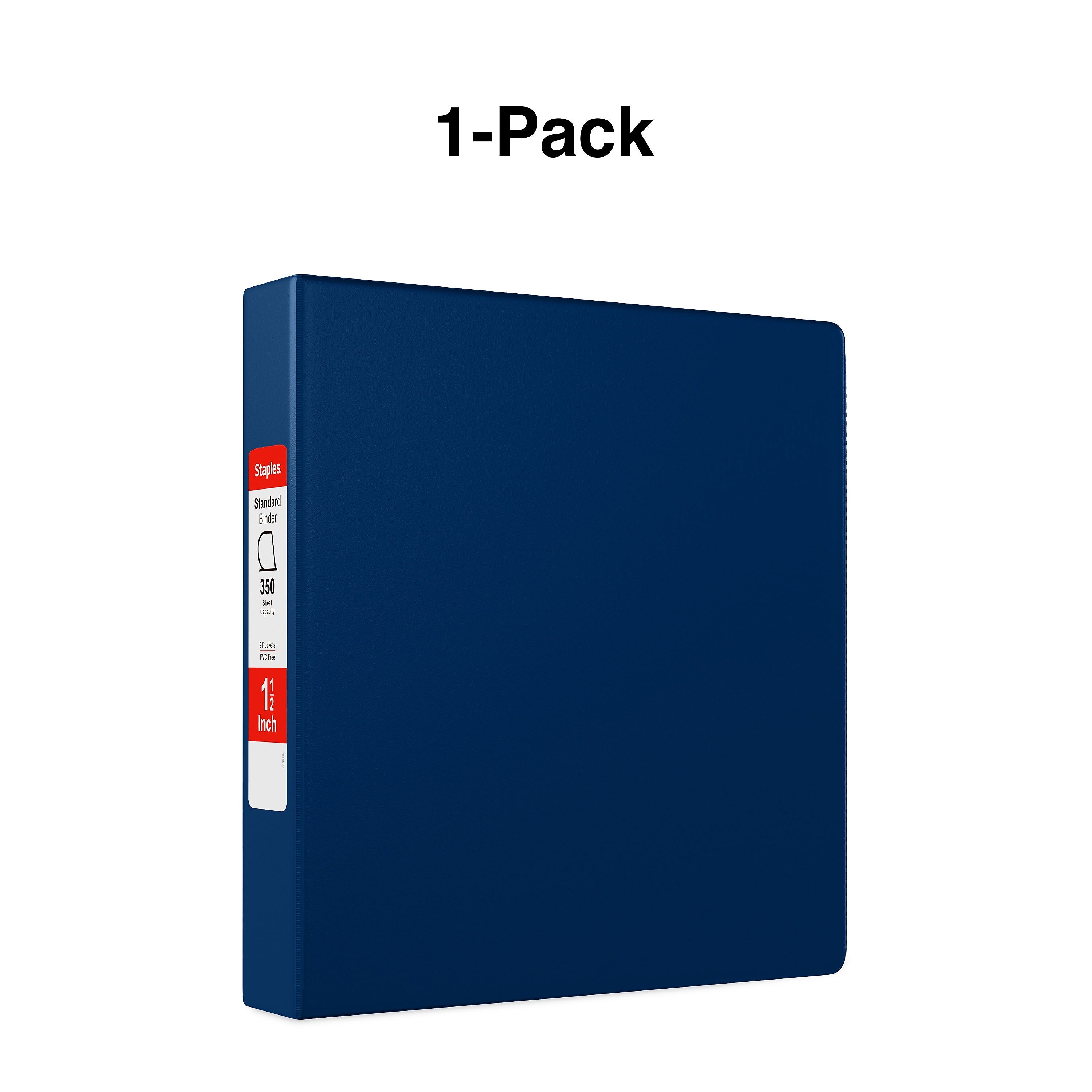 Staples 1 1/2" 3-Ring Non-View Binder, D-Ring, Navy Blue