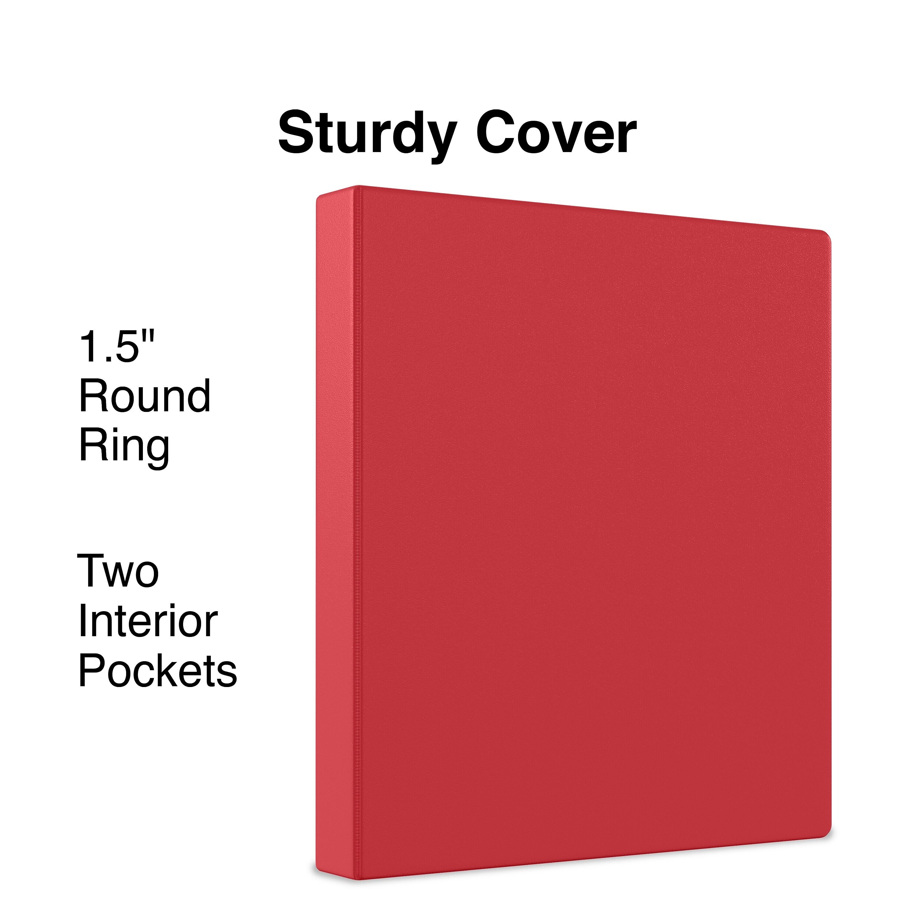 Staples 1 1/2" 3-Ring Non-View Binder, Red