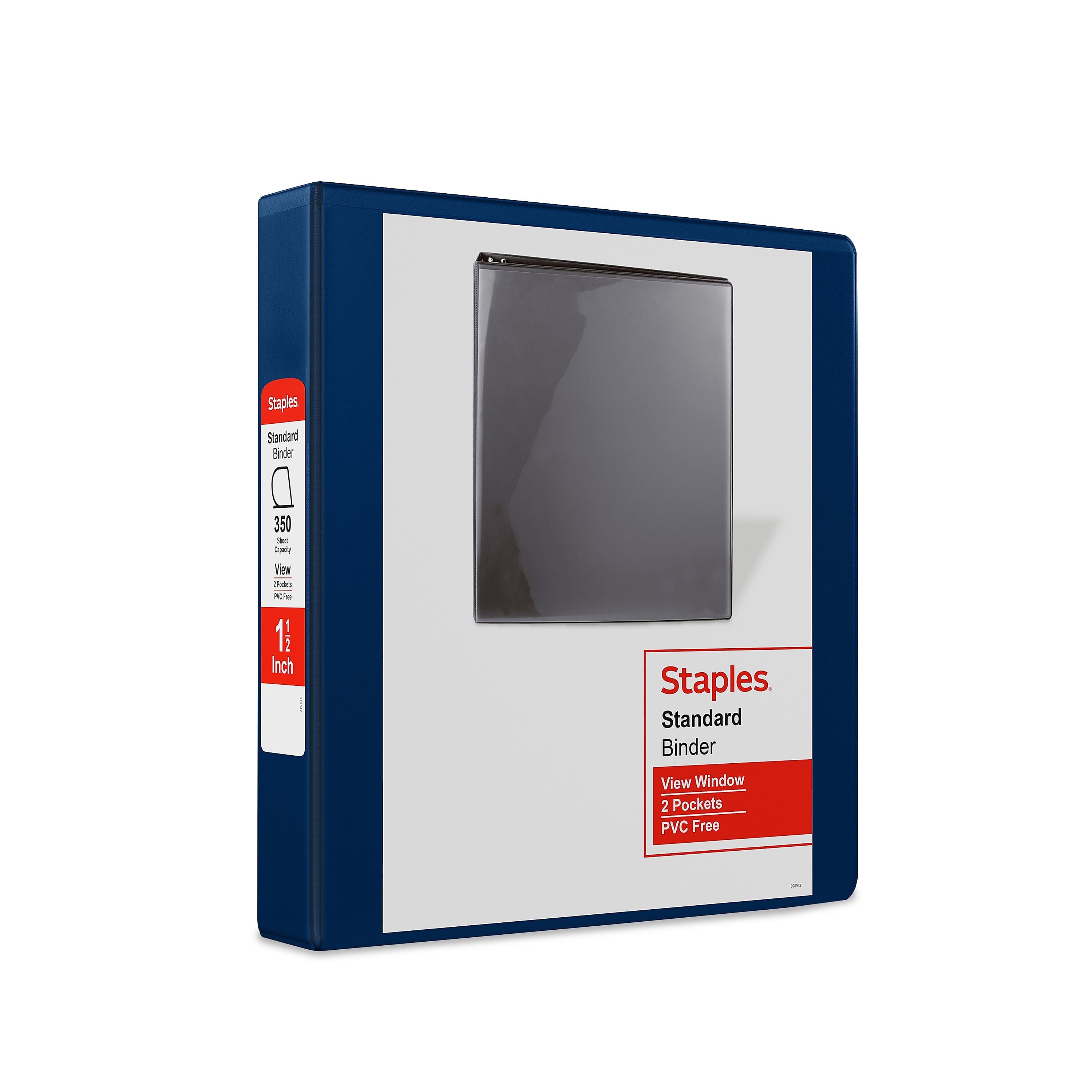 Staples 1 1/2" 3-Ring View Binder, D-Ring, Navy Blue