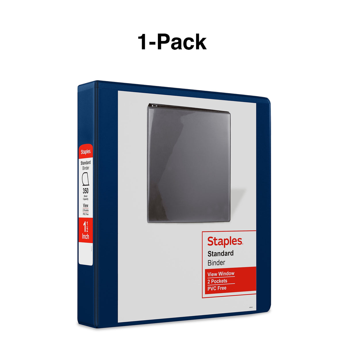 Staples 1 1/2" 3-Ring View Binder, D-Ring, Navy Blue