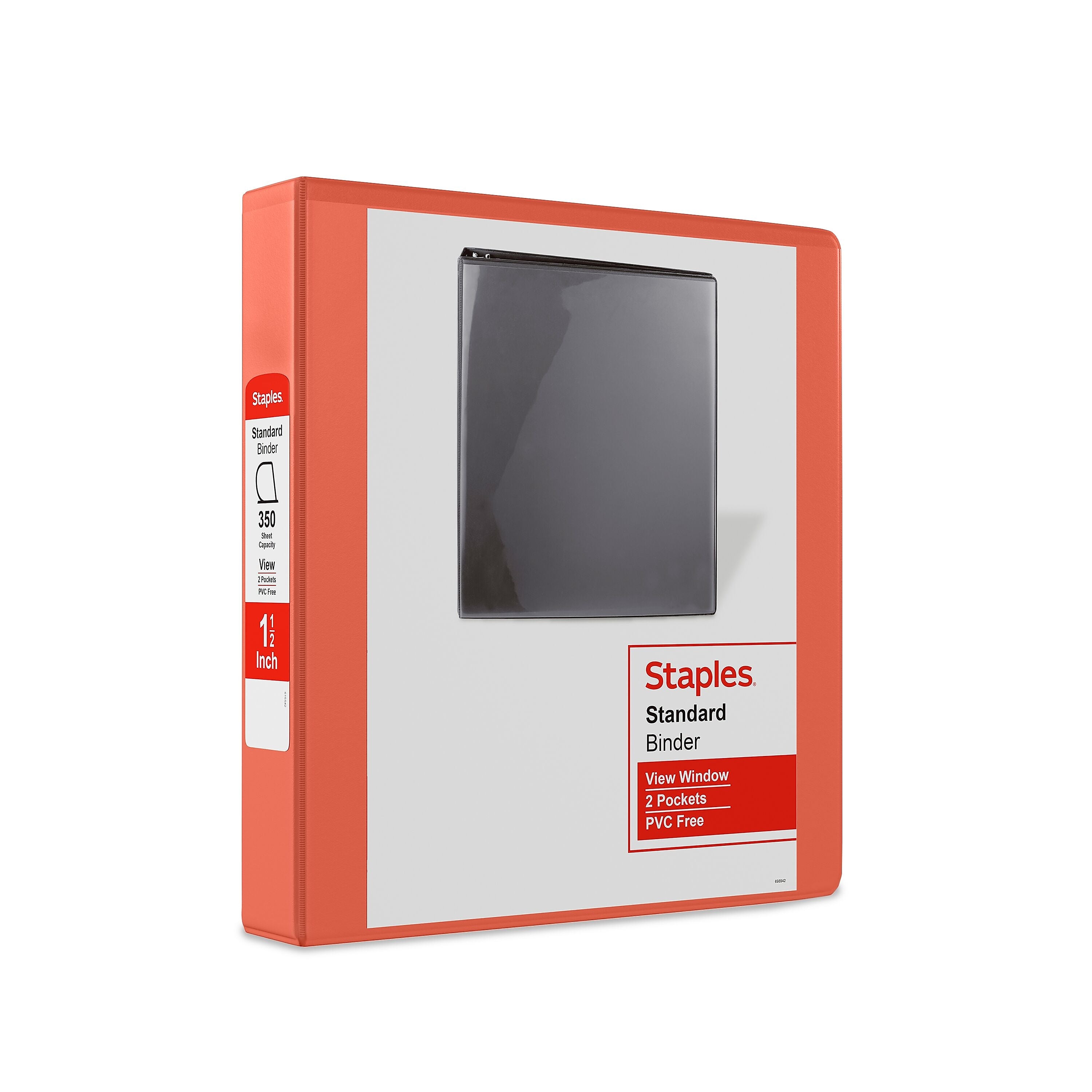 Staples 1 1/2" 3-Ring View Binder, D-Ring, Orange