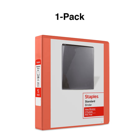 Staples 1 1/2" 3-Ring View Binder, D-Ring, Orange