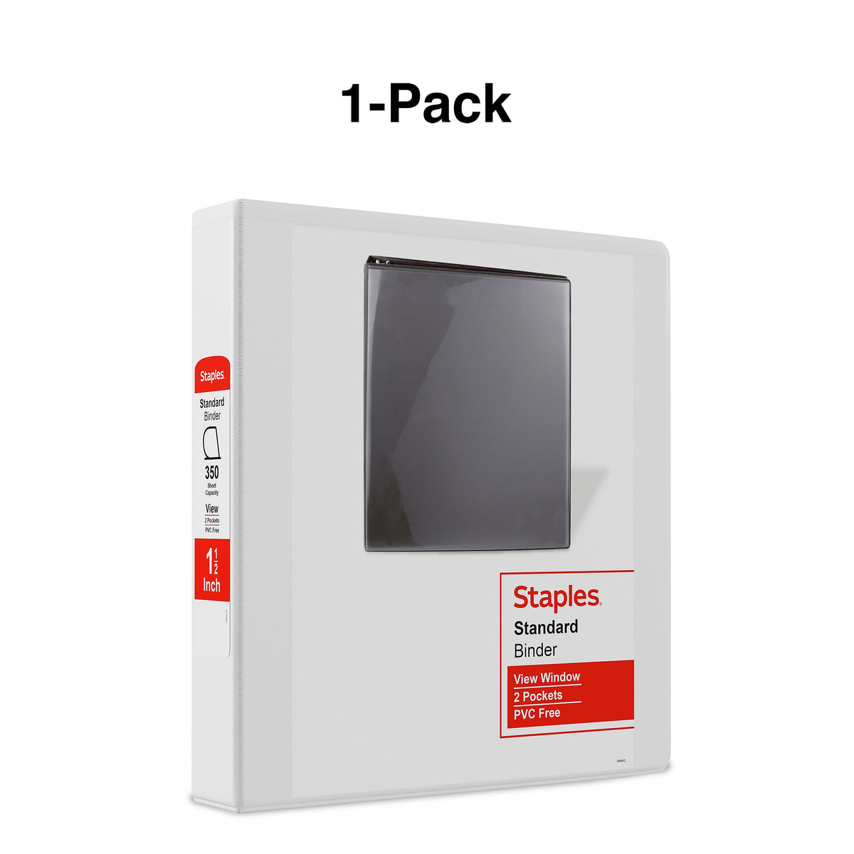 Staples 1 1/2" 3-Ring View Binder, D-Ring, White