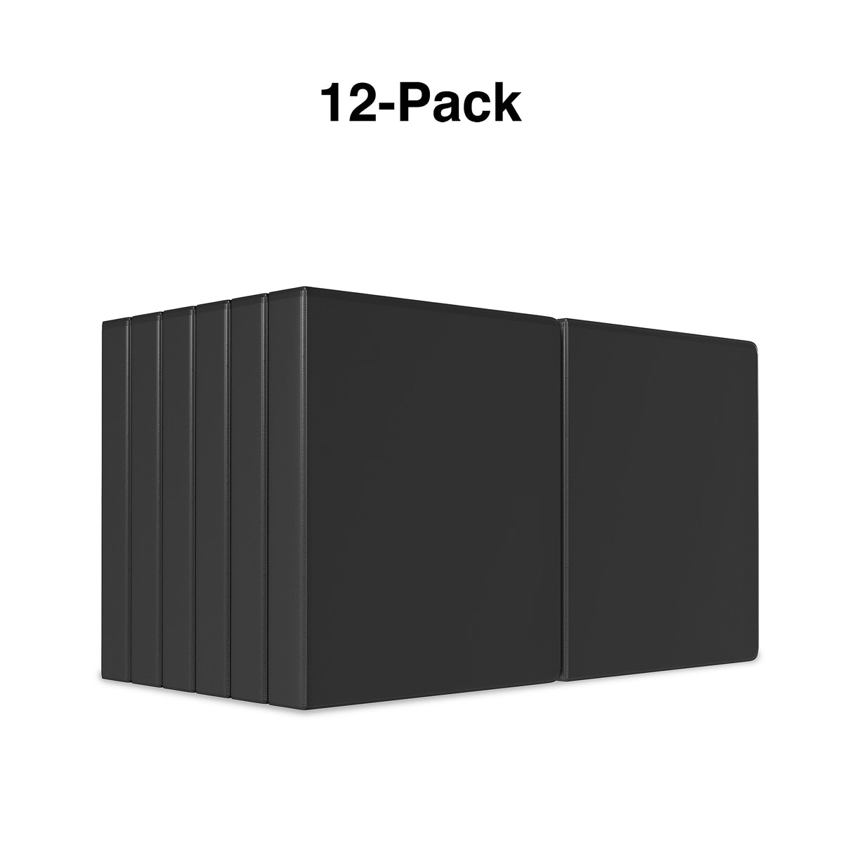 Staples 1 1/2" 3-Ring View Binders, Black, 12/Pack